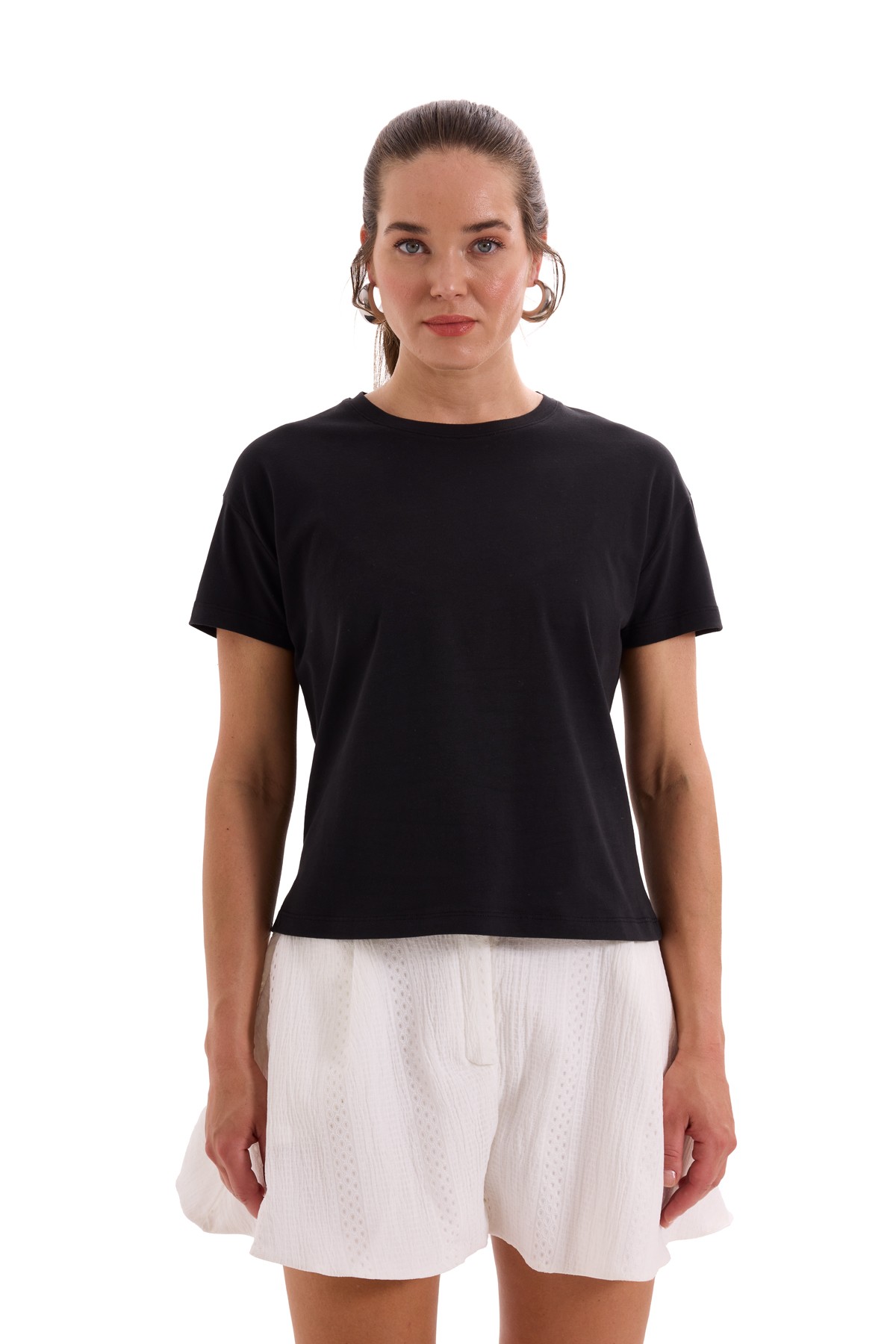 Black Cotton Short Sleeve T-Shirt K