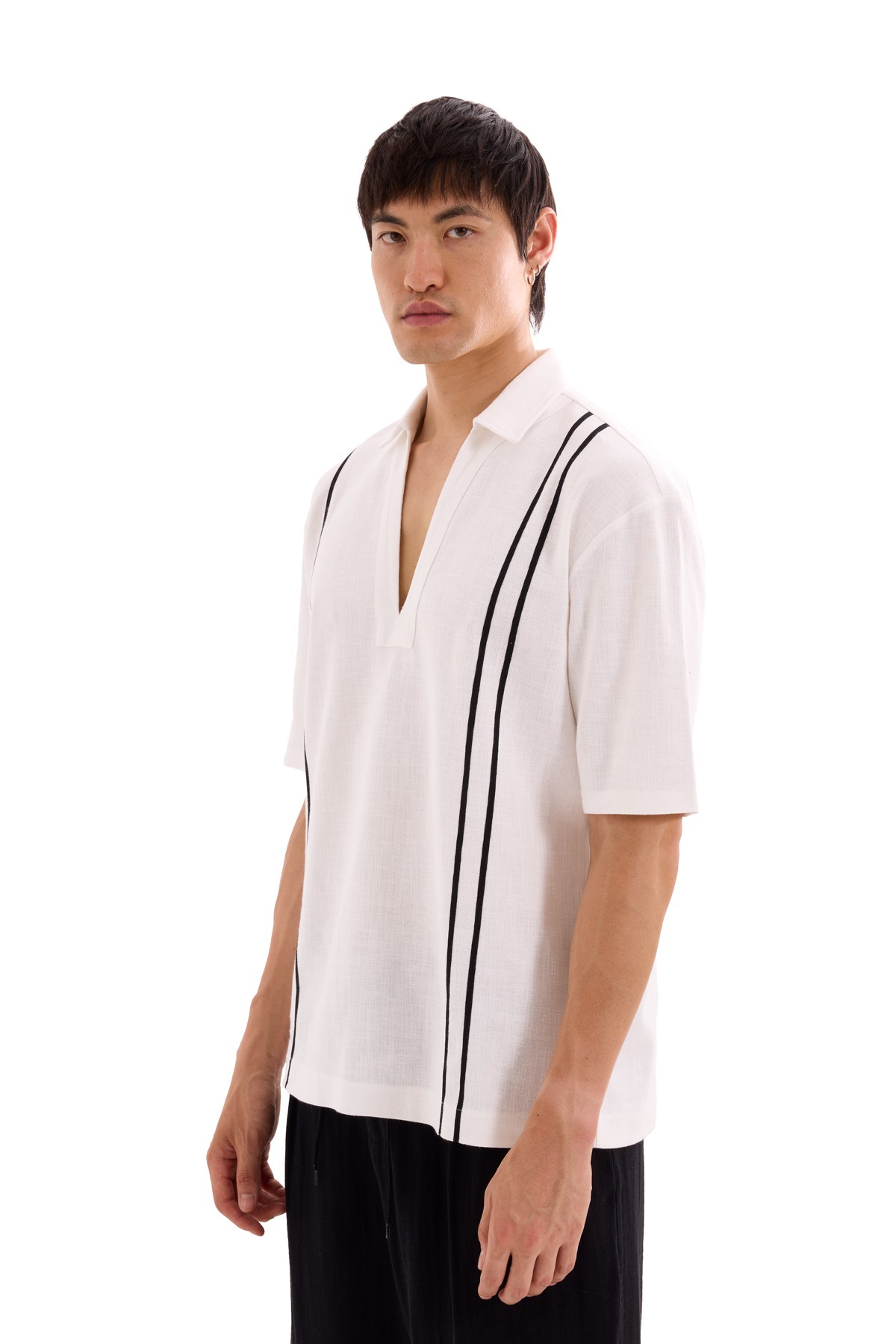 Coastal 100% Linen Shirt with Stripe Detail