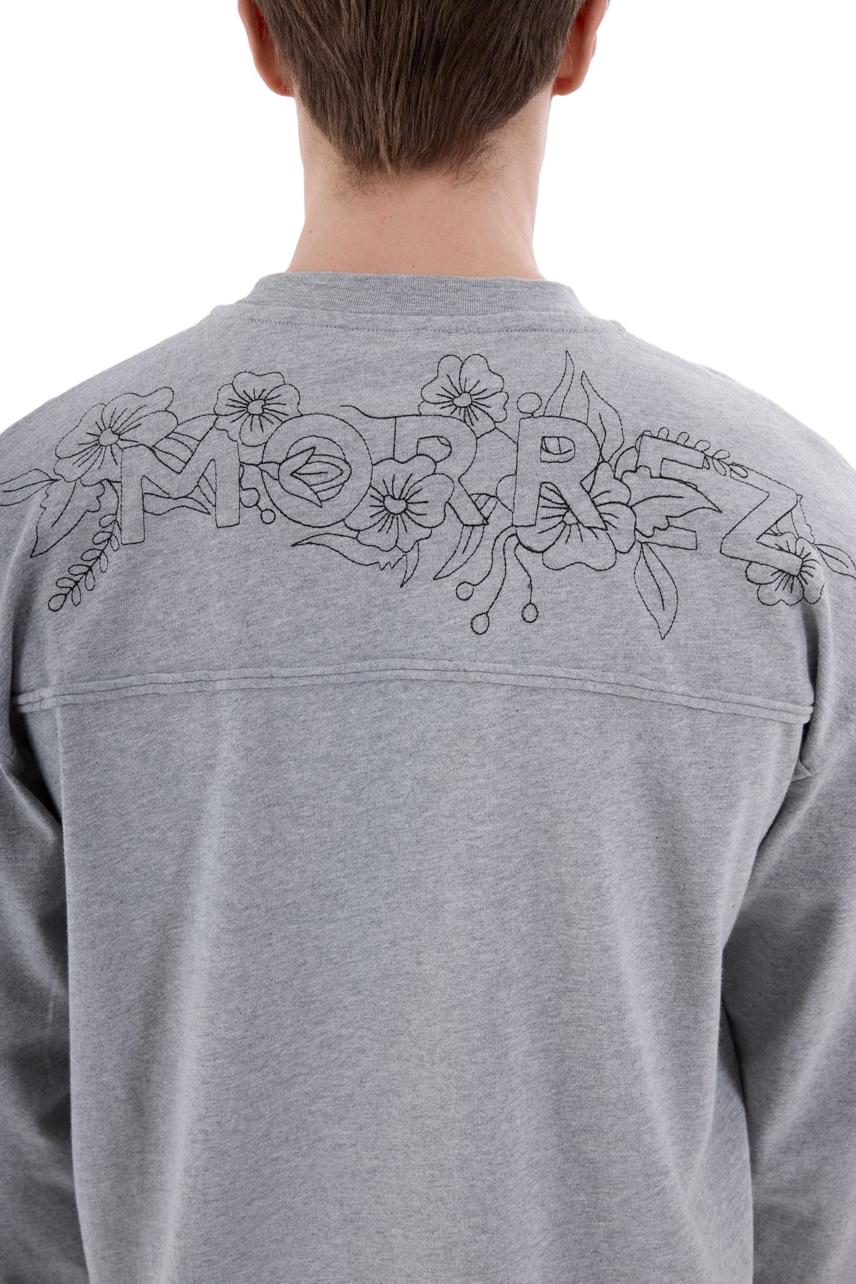 90s Anatolian Tee // Embroidered Detailed Long Sleeve T-Shirt Gray Melange