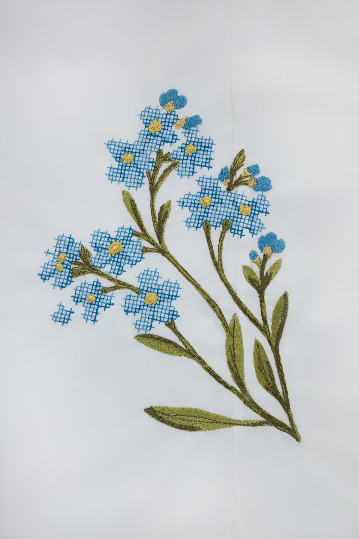 Floral Heir Cross-Stitch Embroidered Shirt