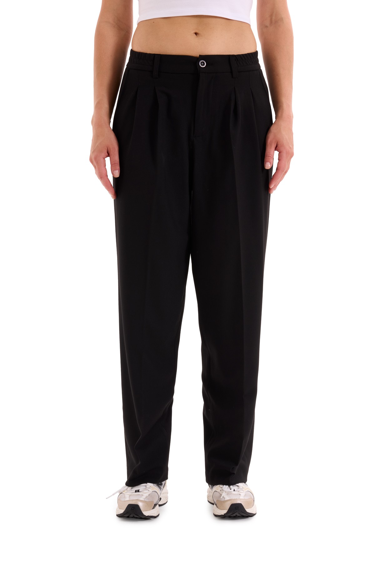 Black Pleated Woven Trousers K