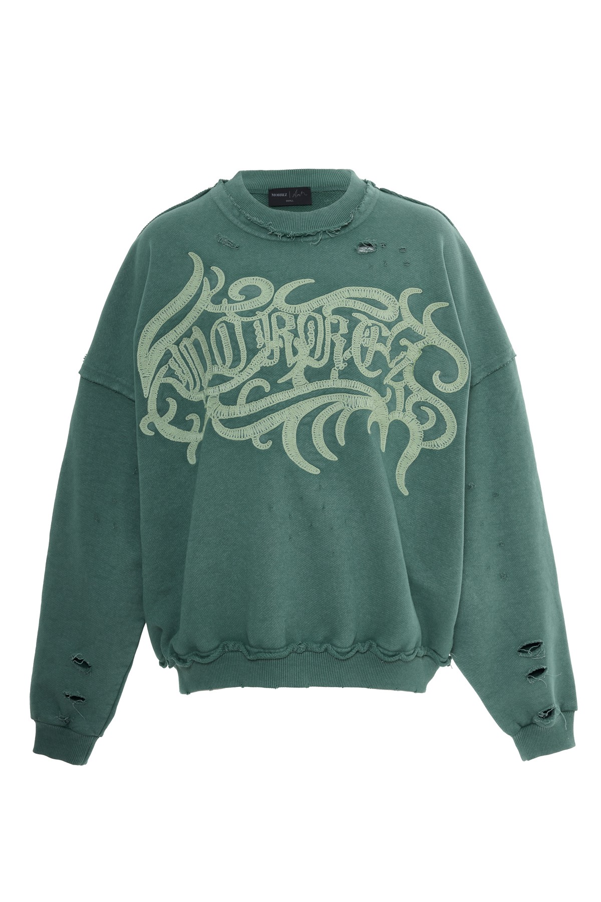 Green Washed Embroidered Sweatshirt