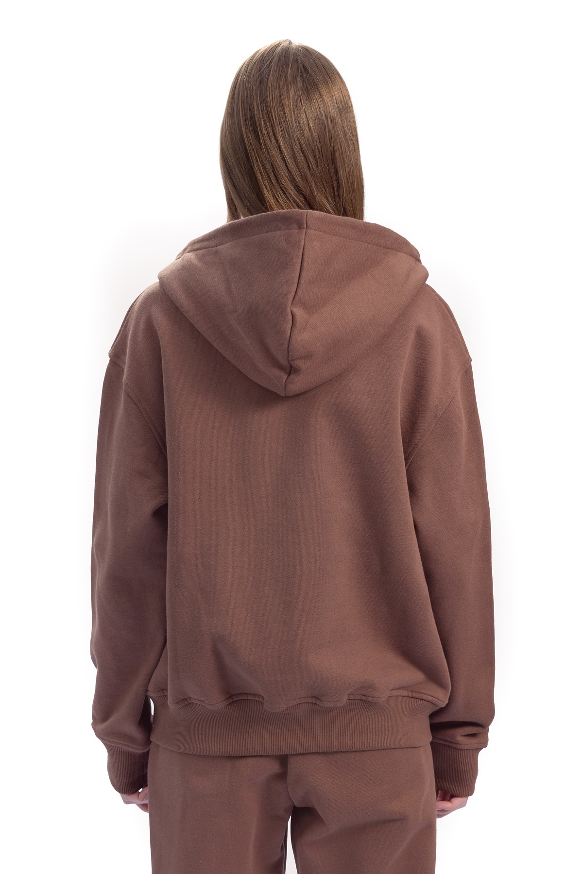 Coffee Injection Printing Zippered Sweatshirt K