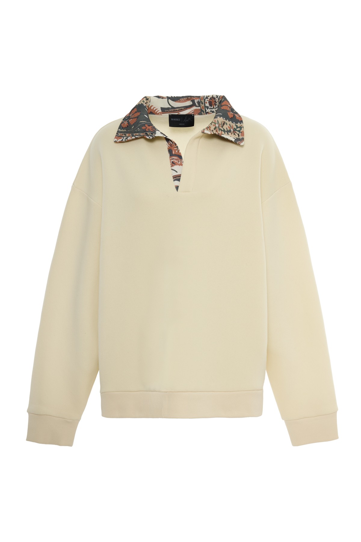 Cream Collar Detailed Sweatshirt K