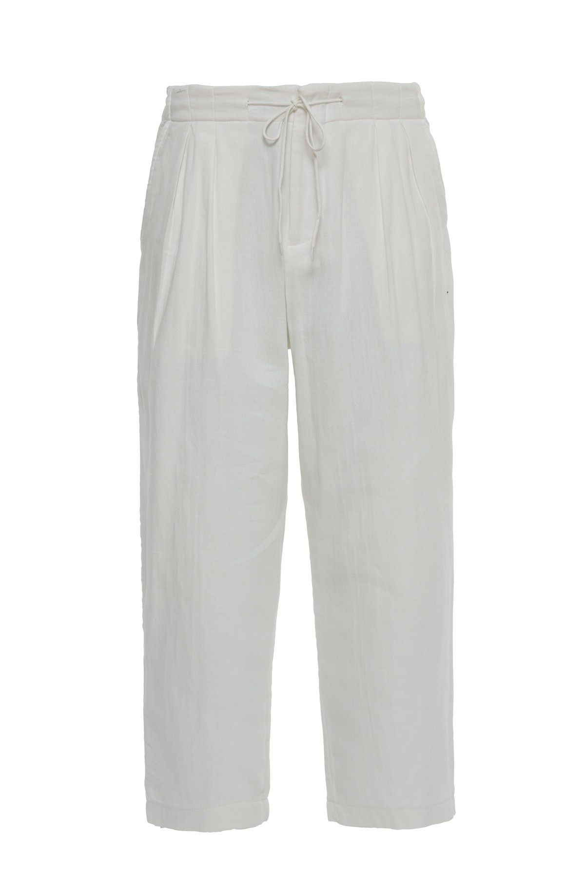 White Muslin Pleated Trousers K
