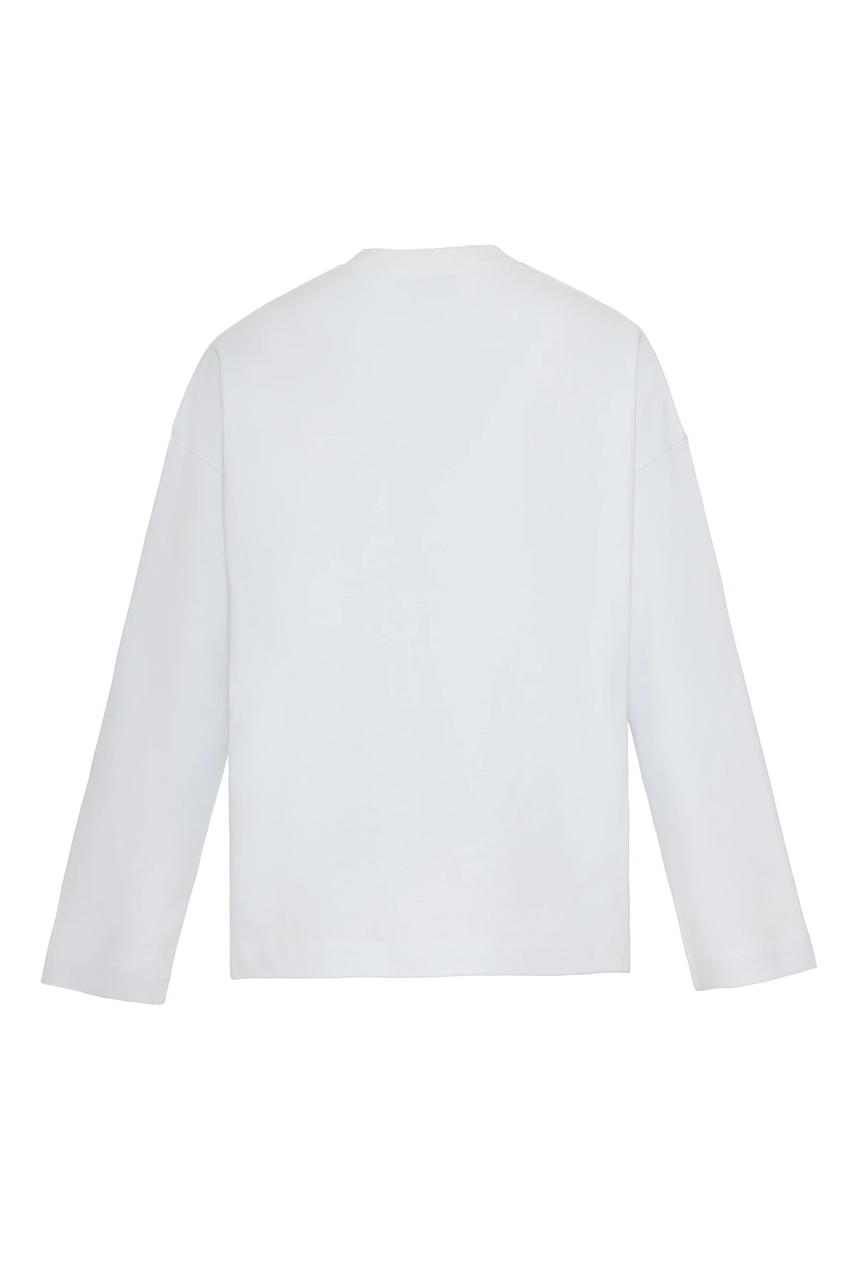 Loose Longsleeve Basic T-Shirt Beyaz