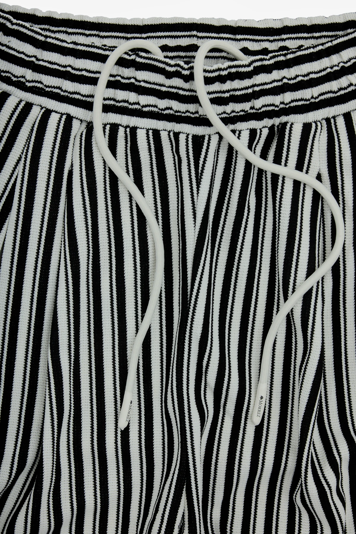 Ecru Double Pleated Striped Trousers