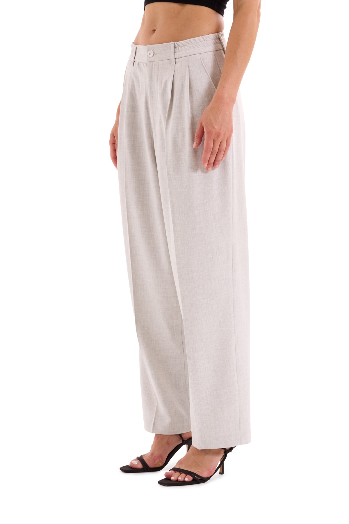 Gray Pleated Woven Trousers K