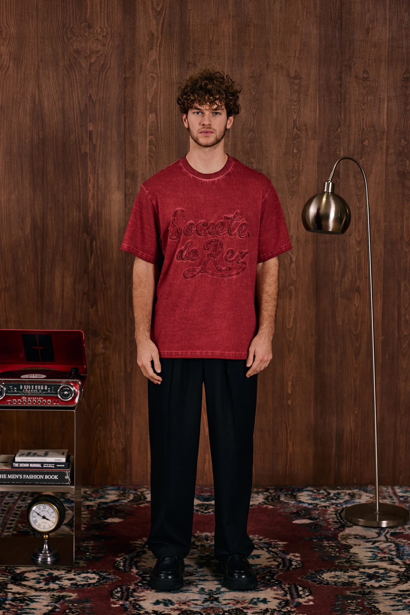 Société Yağ Yıkamalı T-Shirt Bordo