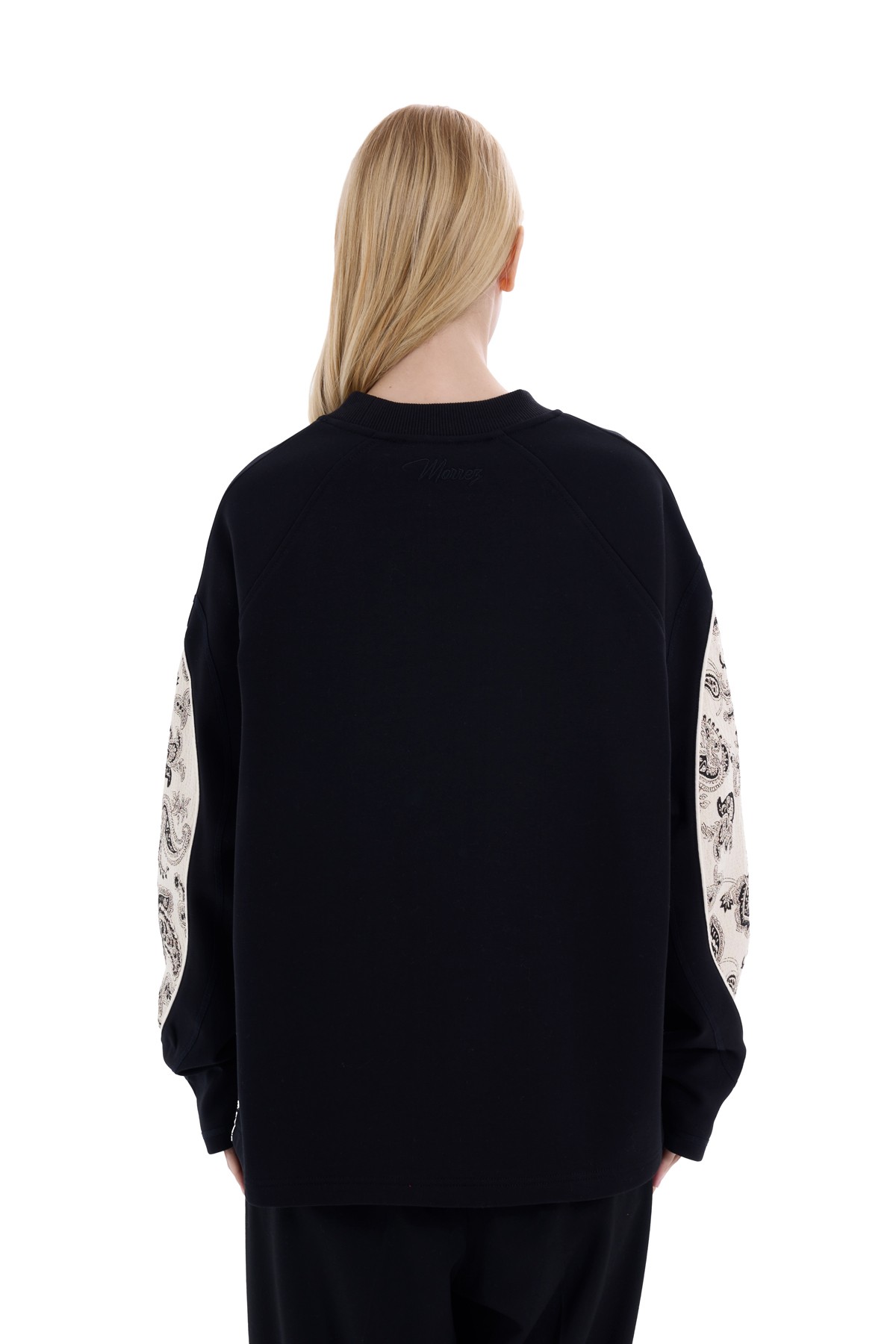 Mystic Anatolia // Woven Pattern Garnished Sweatshirt Black