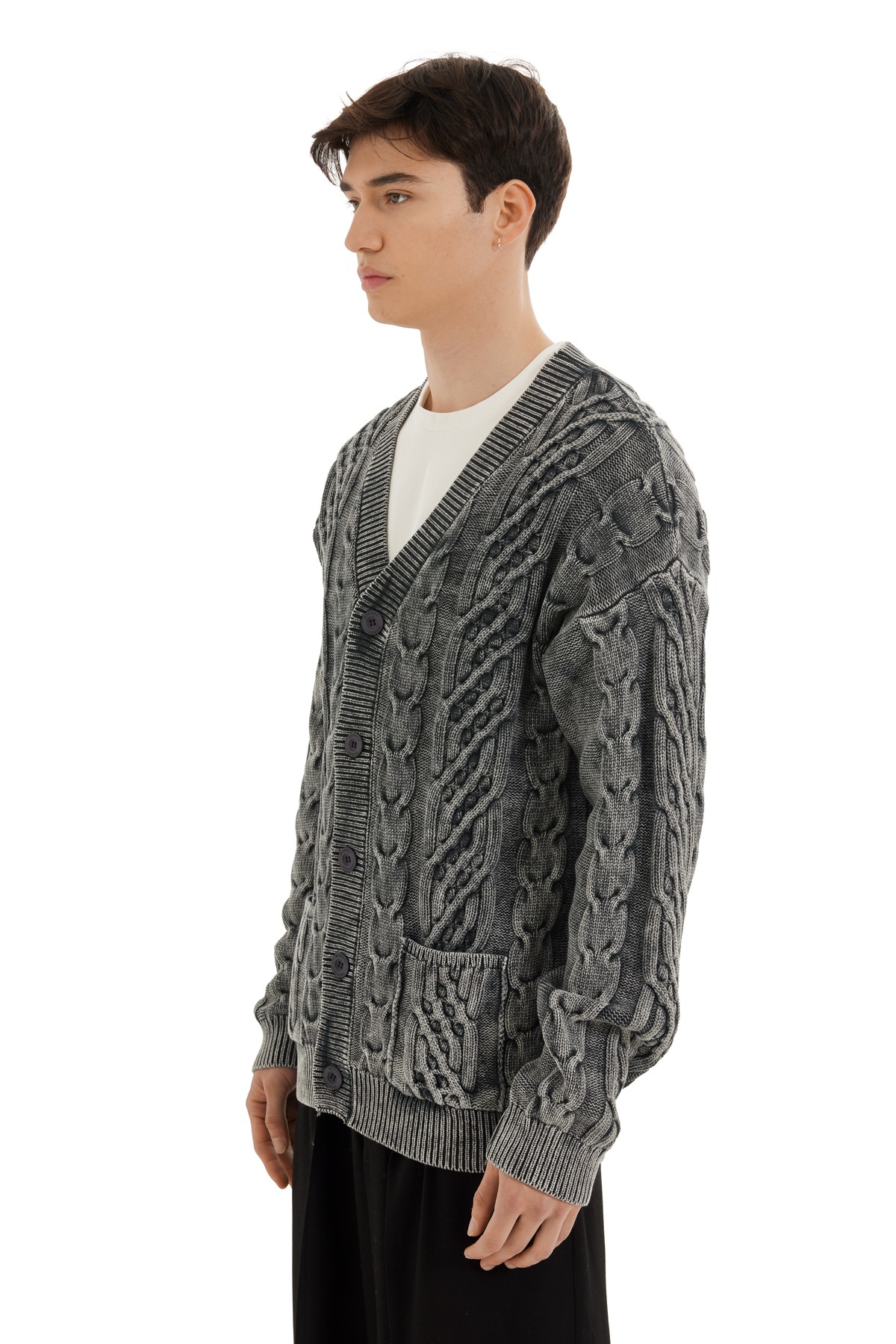 Anthracite Distressed Knit Jacket