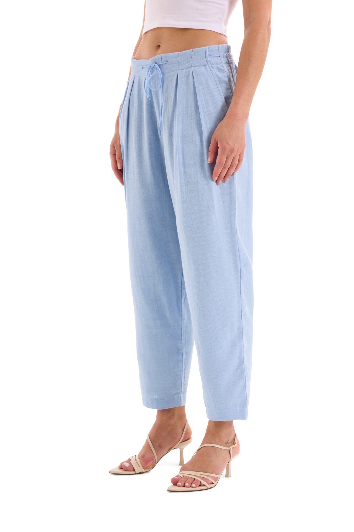 Blue Muslin Pleated Trousers K