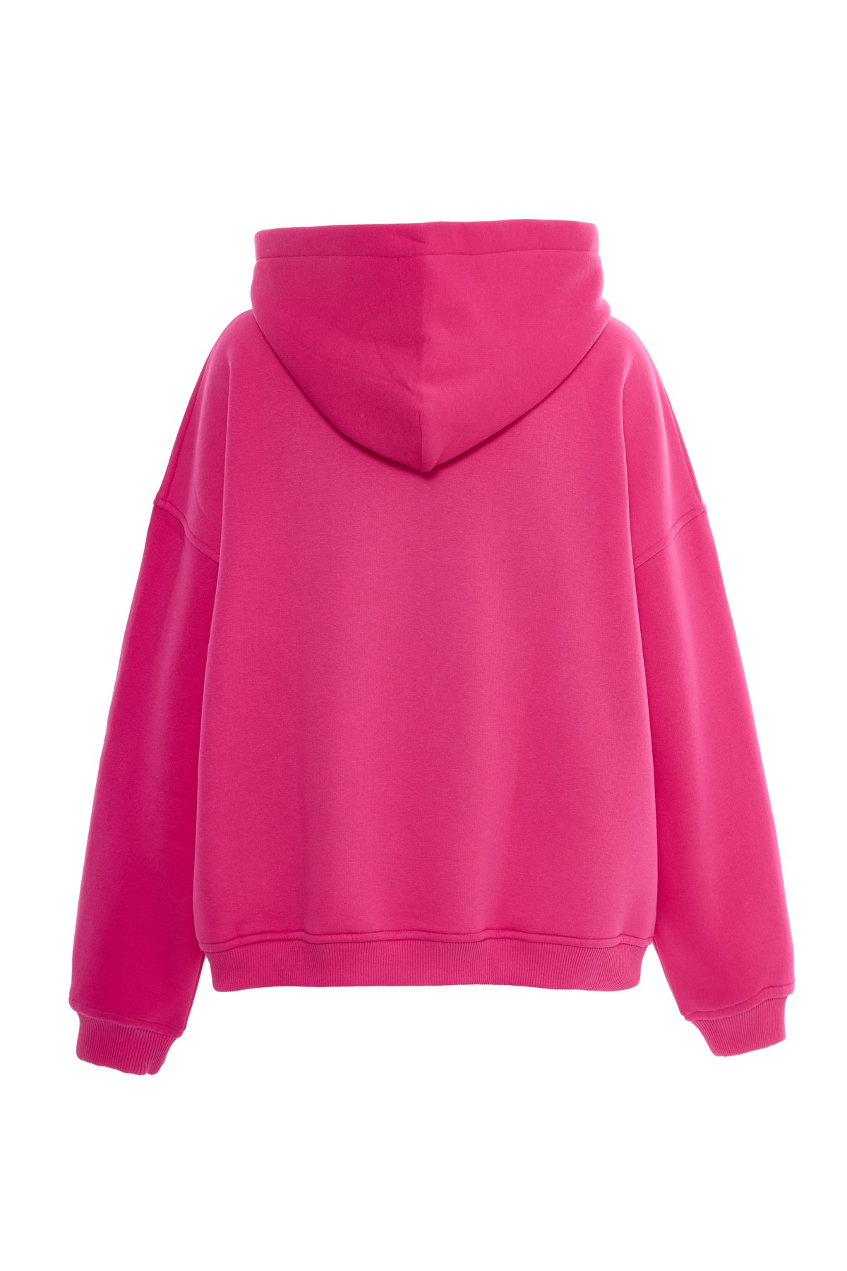 Pembe Fermuarlı Kapüşonlu Sweatshirt K