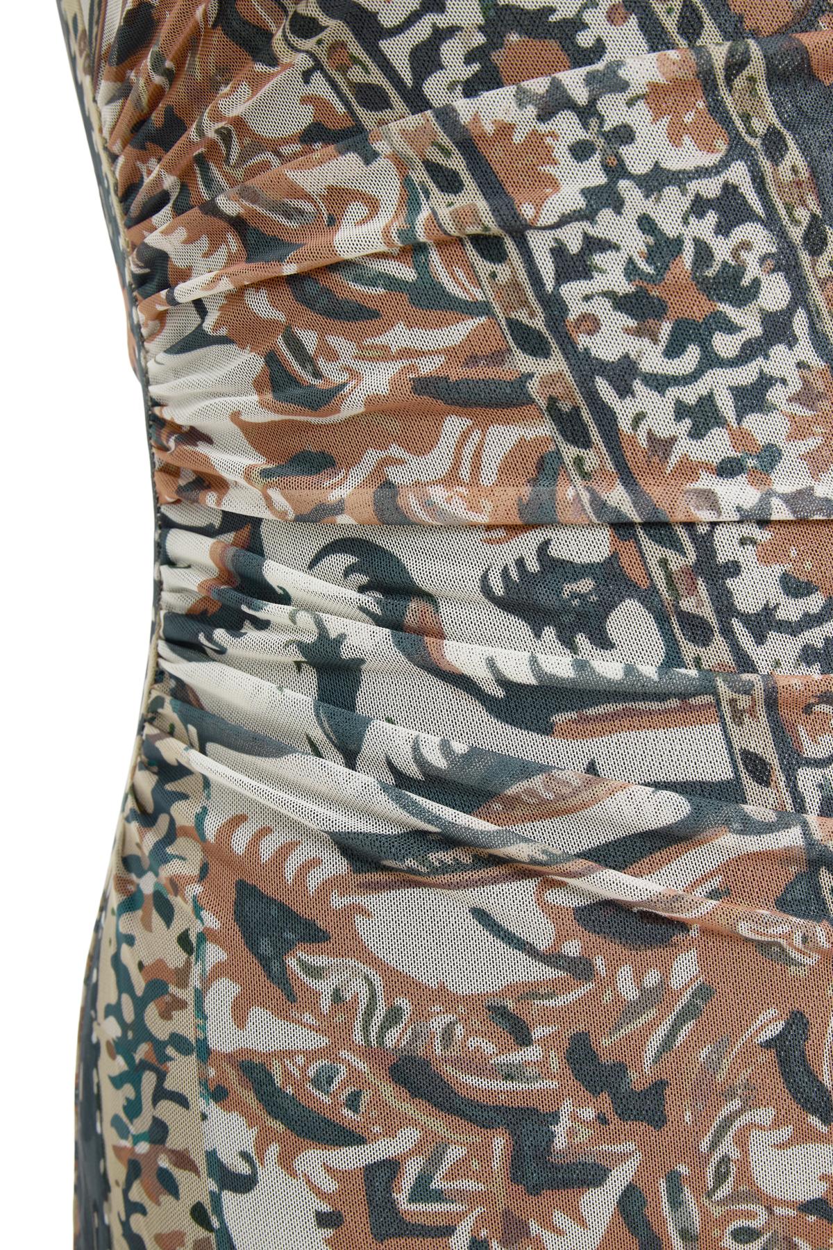 Patterned Ruffle Detailed Midi Dress