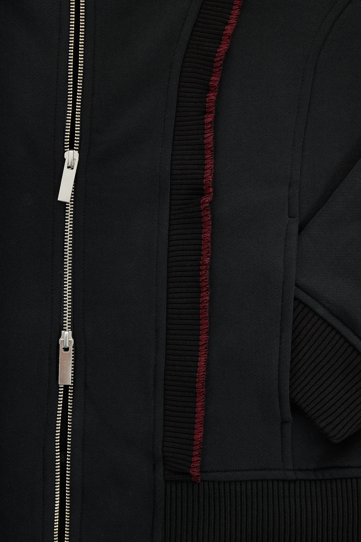 Loop Edge Triko Detaylı Fermuarlı Sweatshirt Siyah