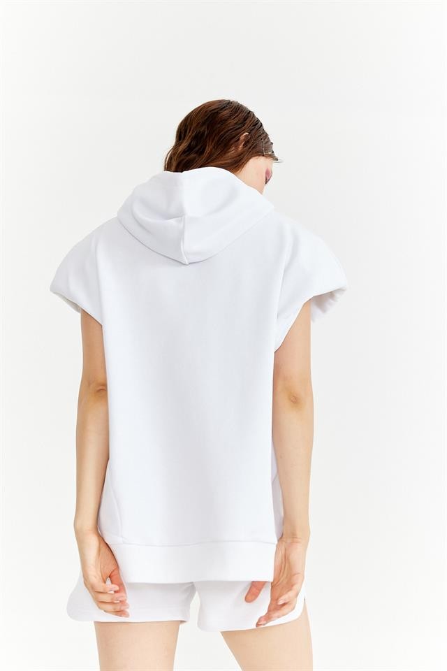 White Padding Short Sleeve Sweatshirt