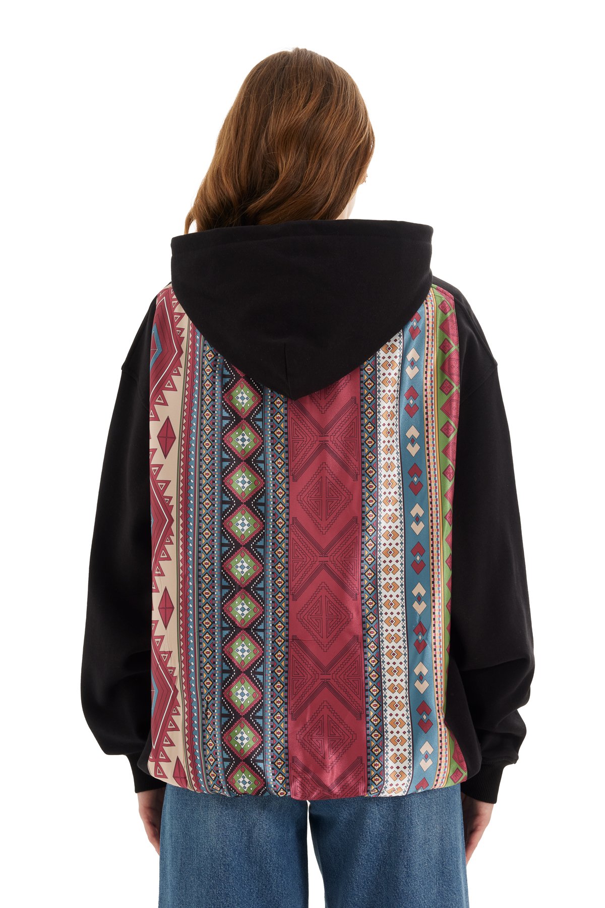 Black Back Ethnic Pattern Sweatshirt K