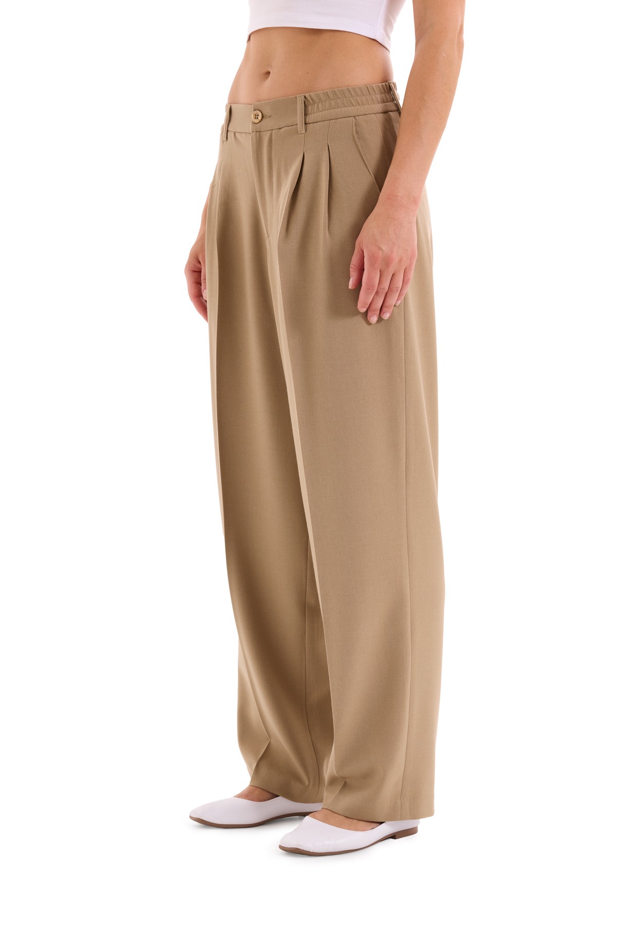 Mink Pleated Woven Trousers K