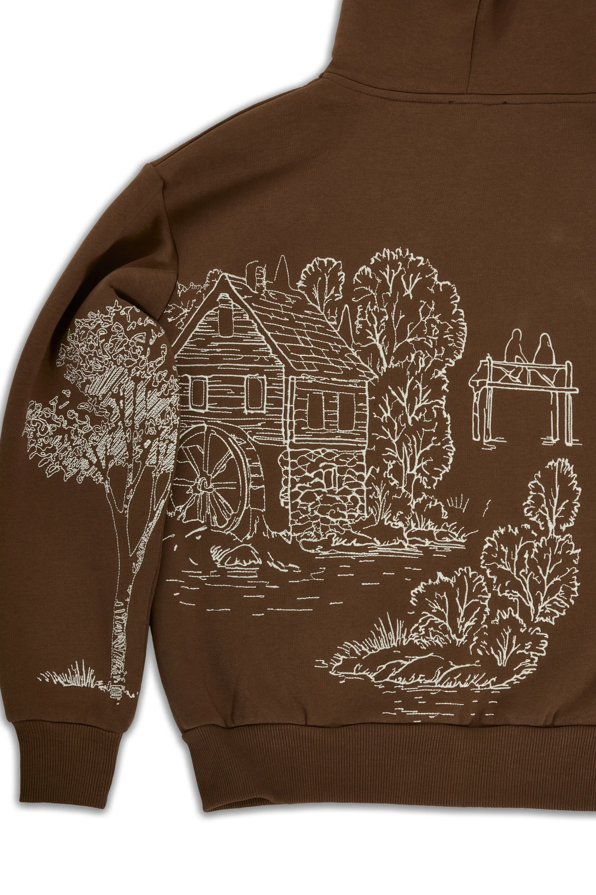 Hidden Forest Nakış Detaylı Fermuarlı Sweatshirt Kahverengi