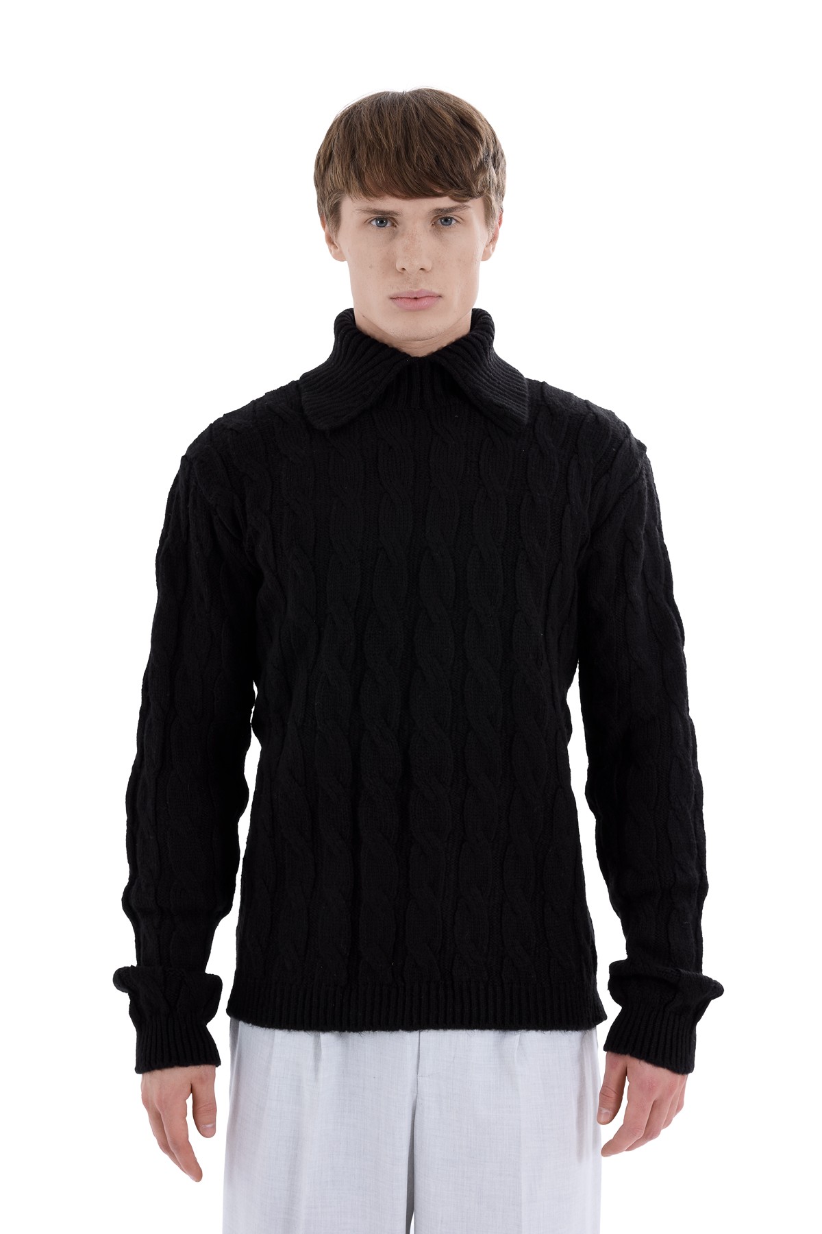 Black Knitted Textured Knitwear