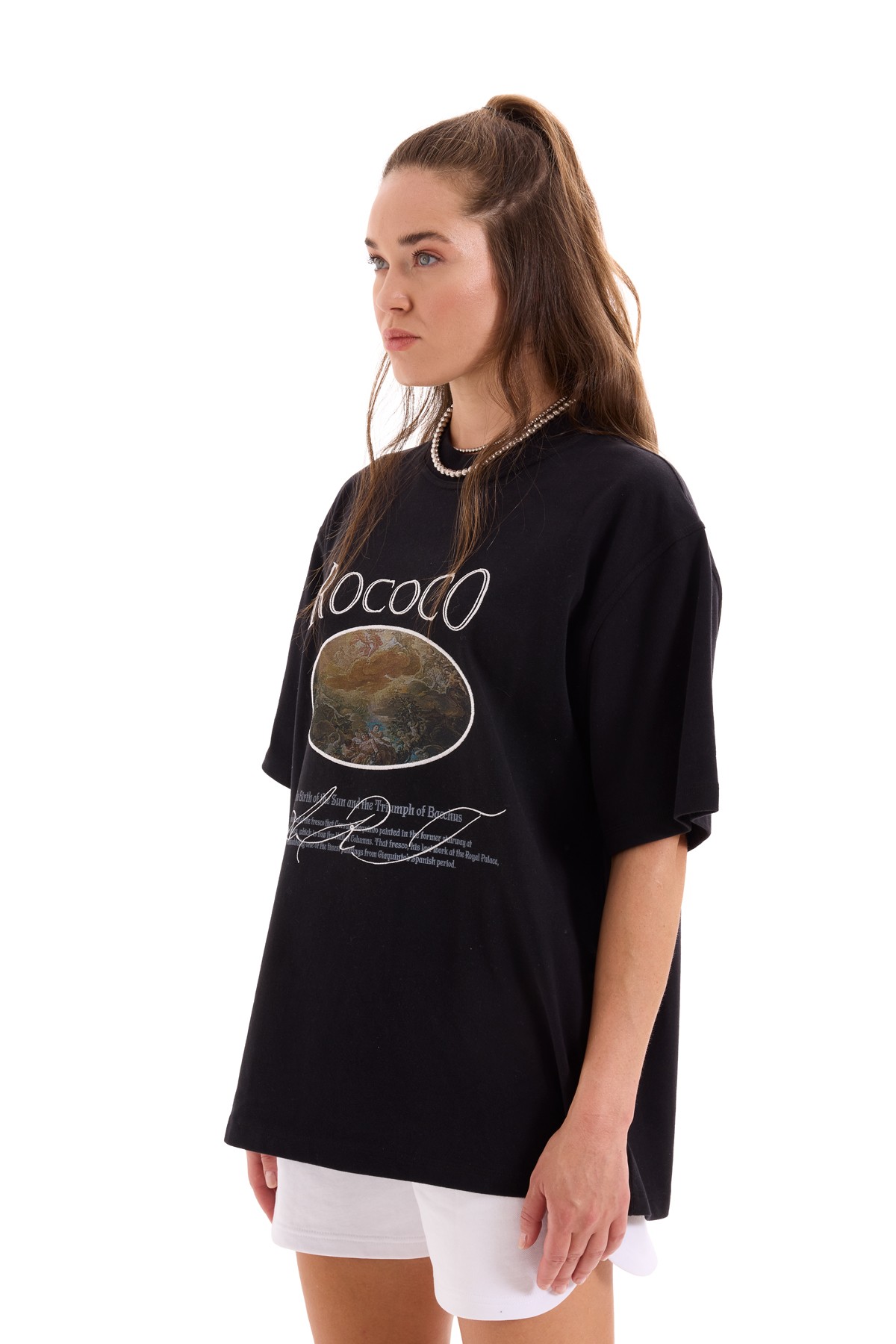 Rococo Embroidery and Print Detailed T-Shirt