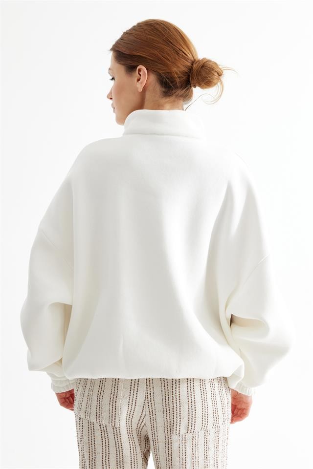 Brown Cest La Vie Half Zipper Sweatshirt K