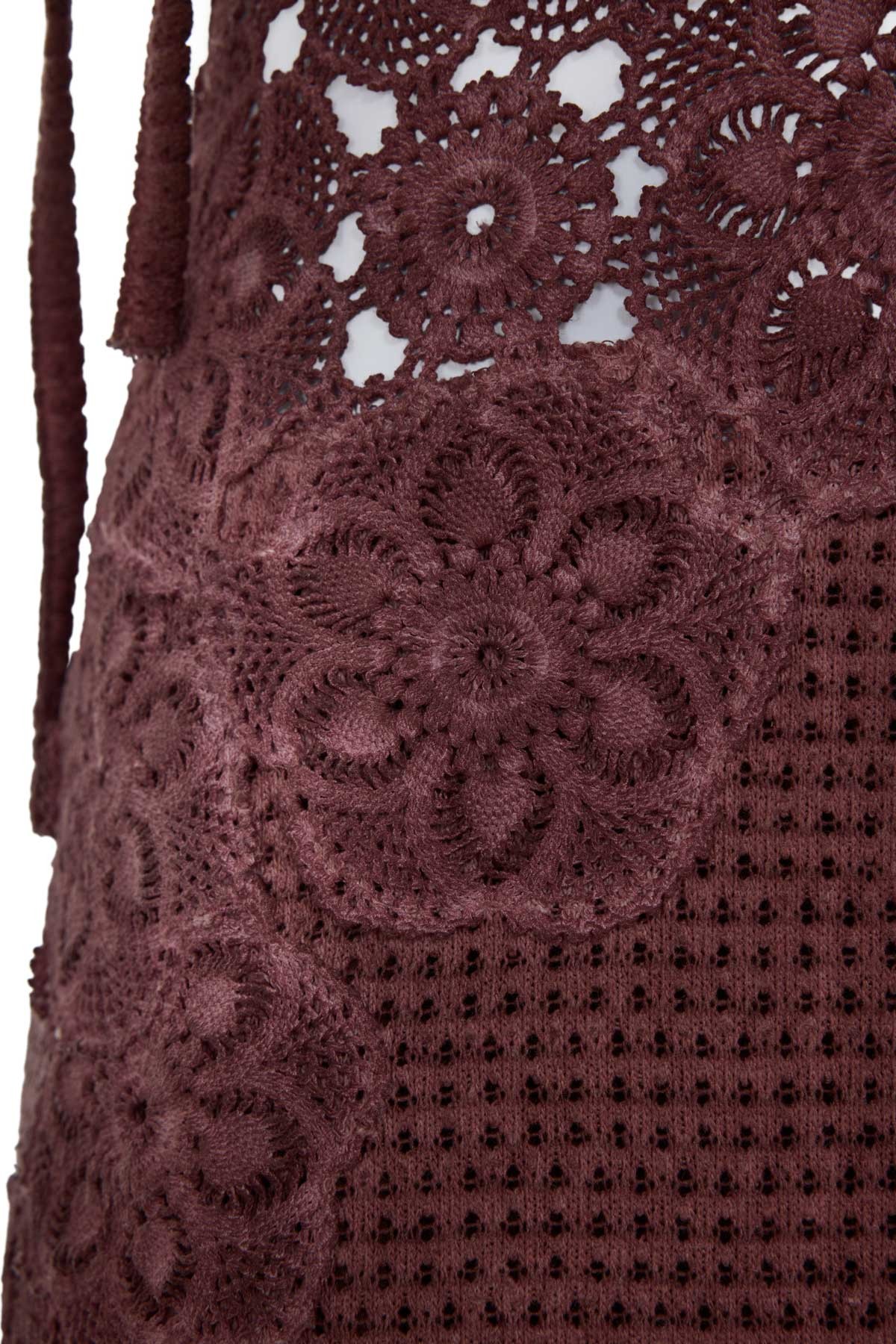 Merlot Muse Dantel Detaylı Örme Mini Elbise