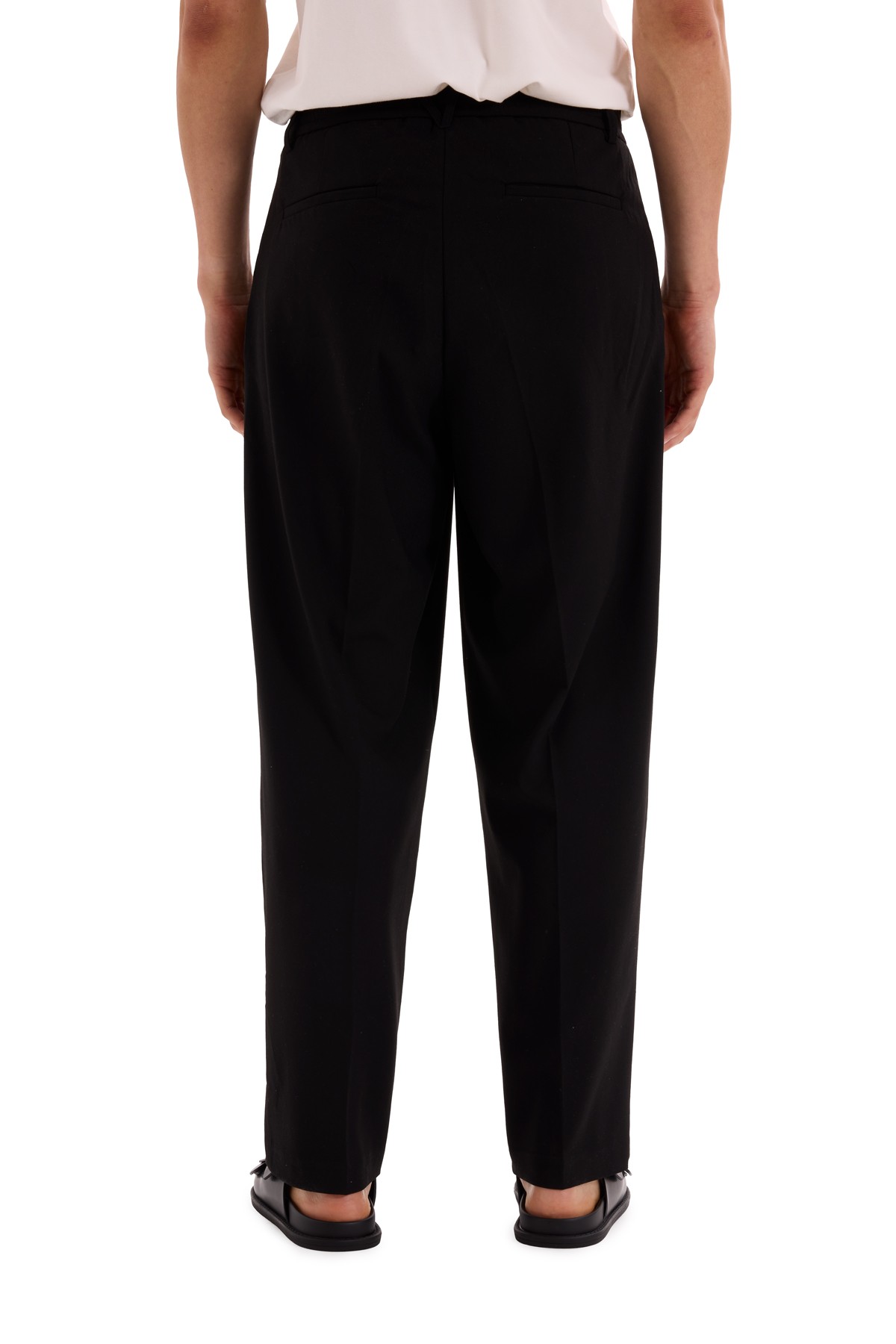 Black Pleated Woven Trousers