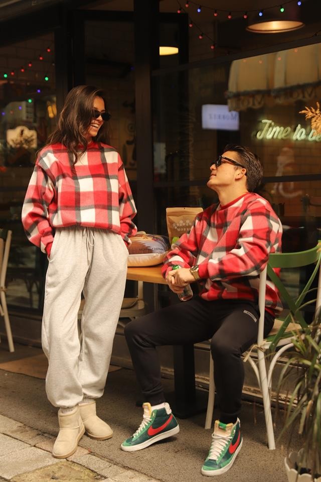 Kırmızı Ekose Sweatshirt K
