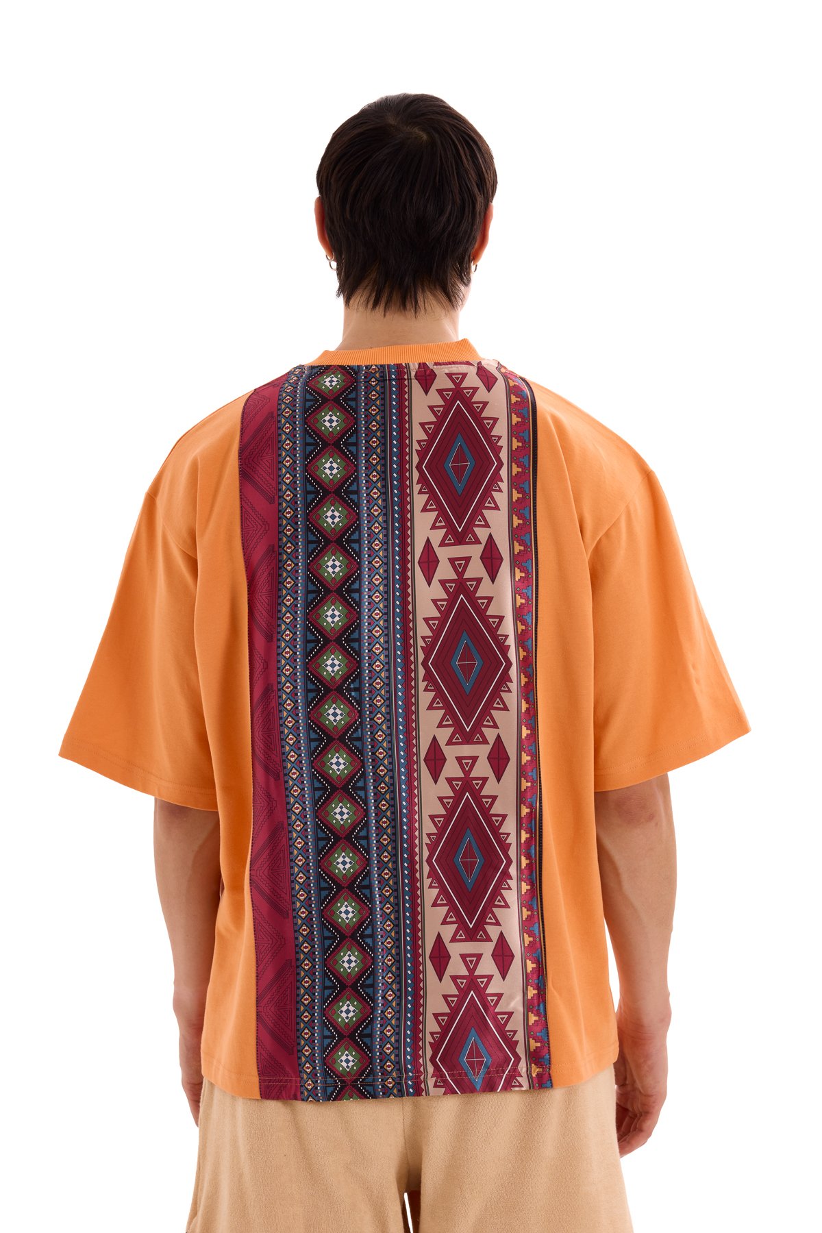 Orange T-Shirt with Ethnic Pattern on the Back