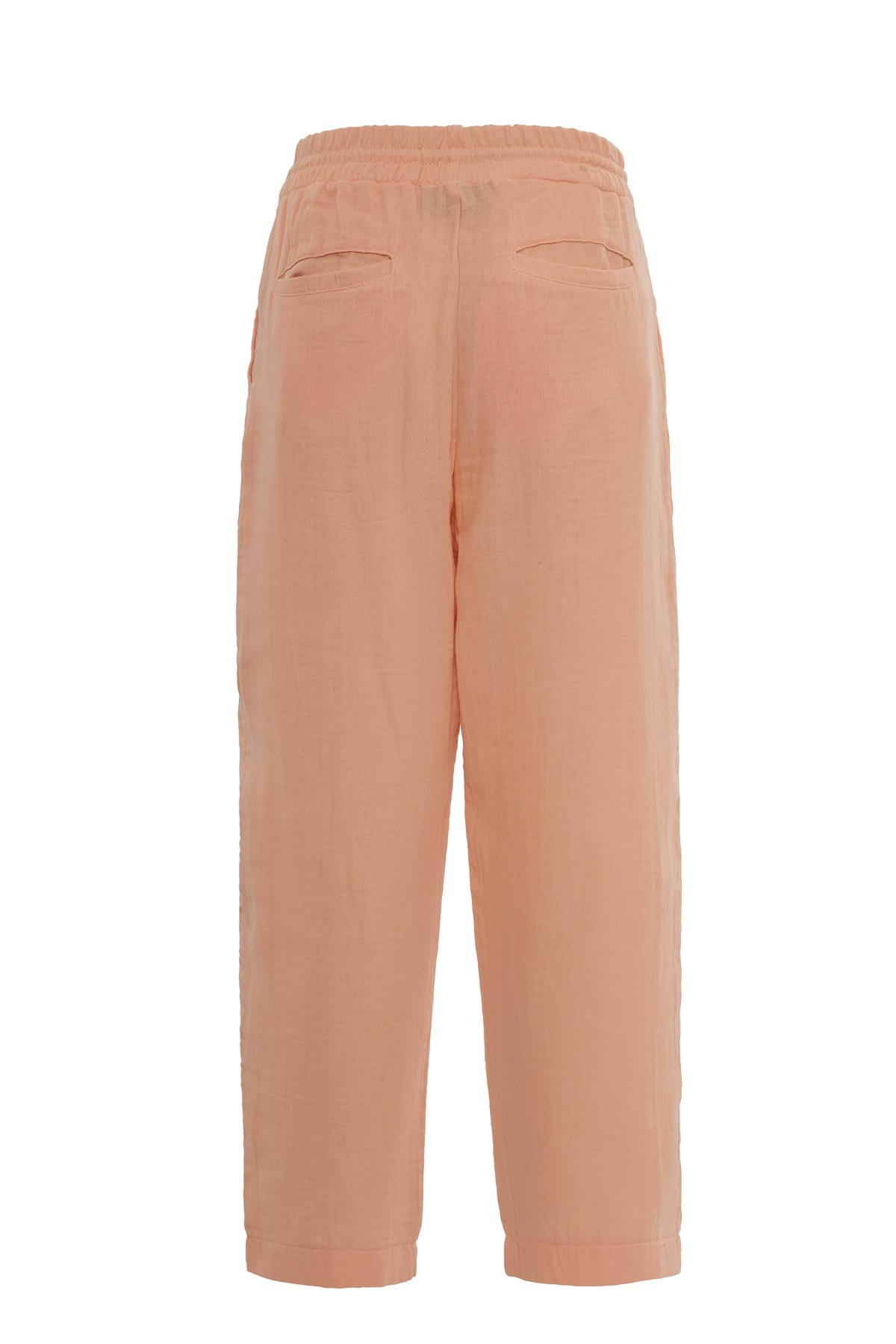 Peach Pink Muslin Pleated Trousers K