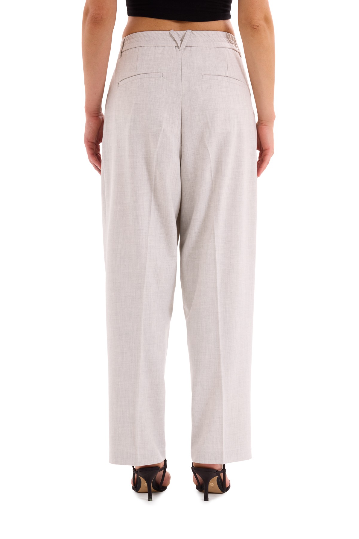 Gray Pleated Woven Trousers K