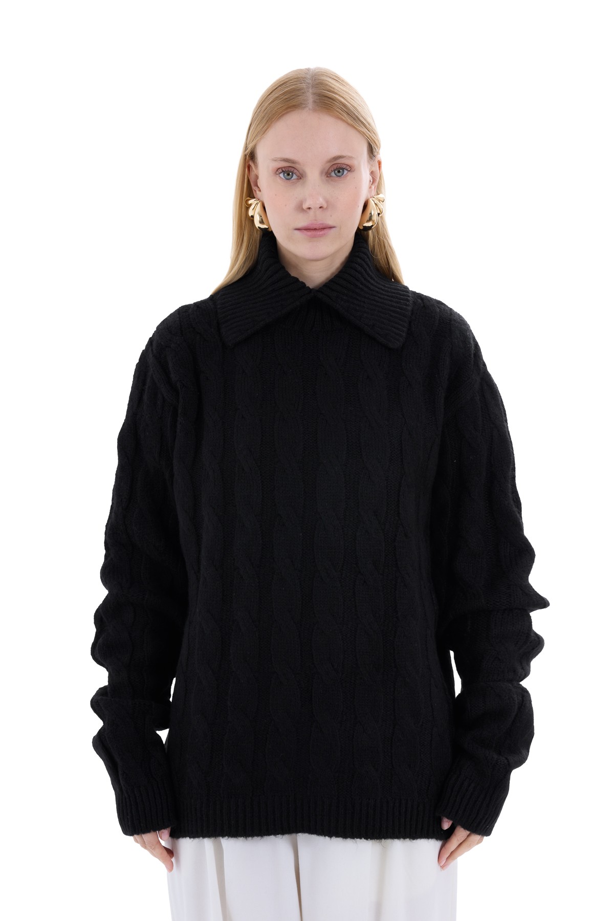 Black Knitted Textured Knitwear