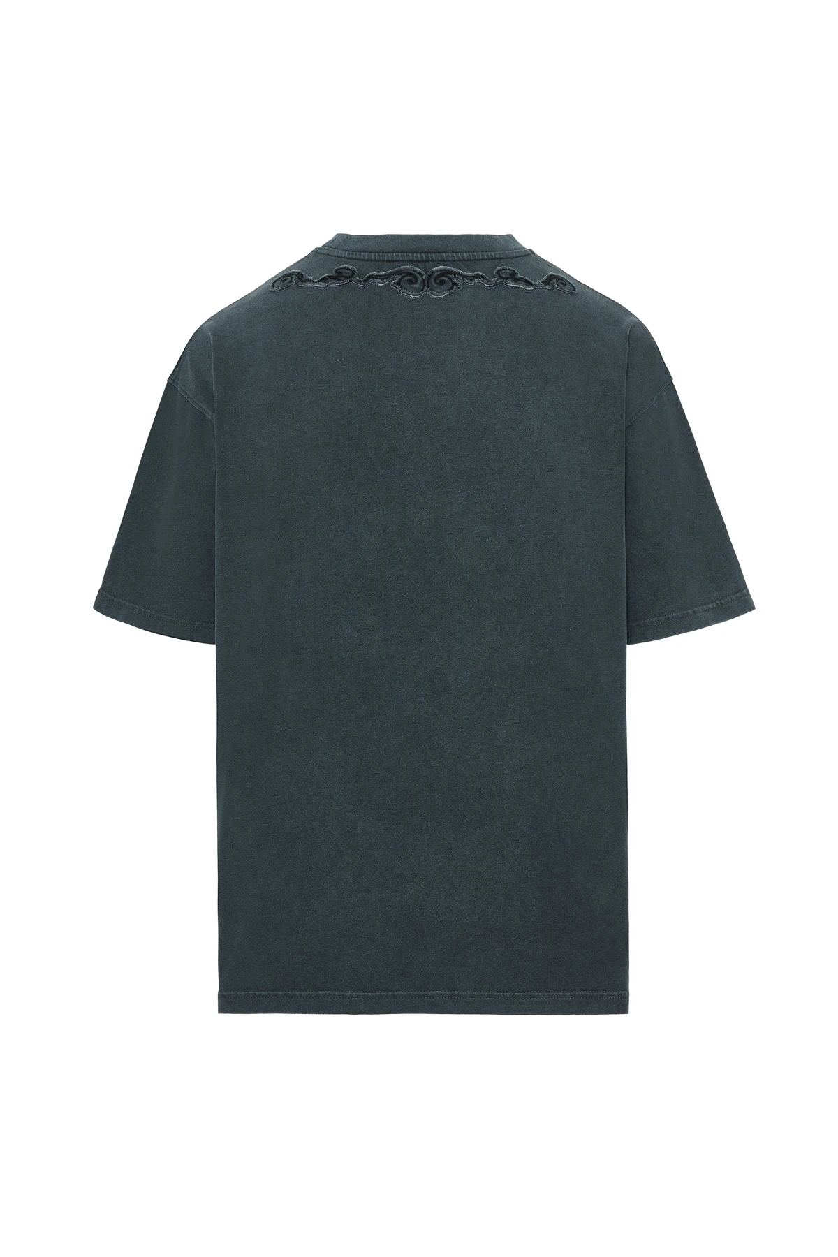 Anthracite Textured Motif T-Shirt Antrasit