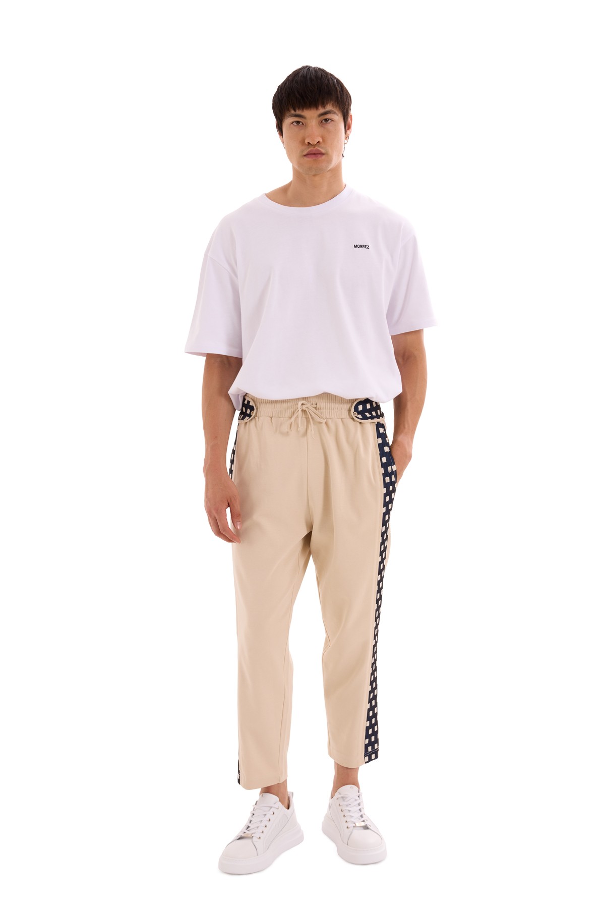 Cream Side Patterned Trousers