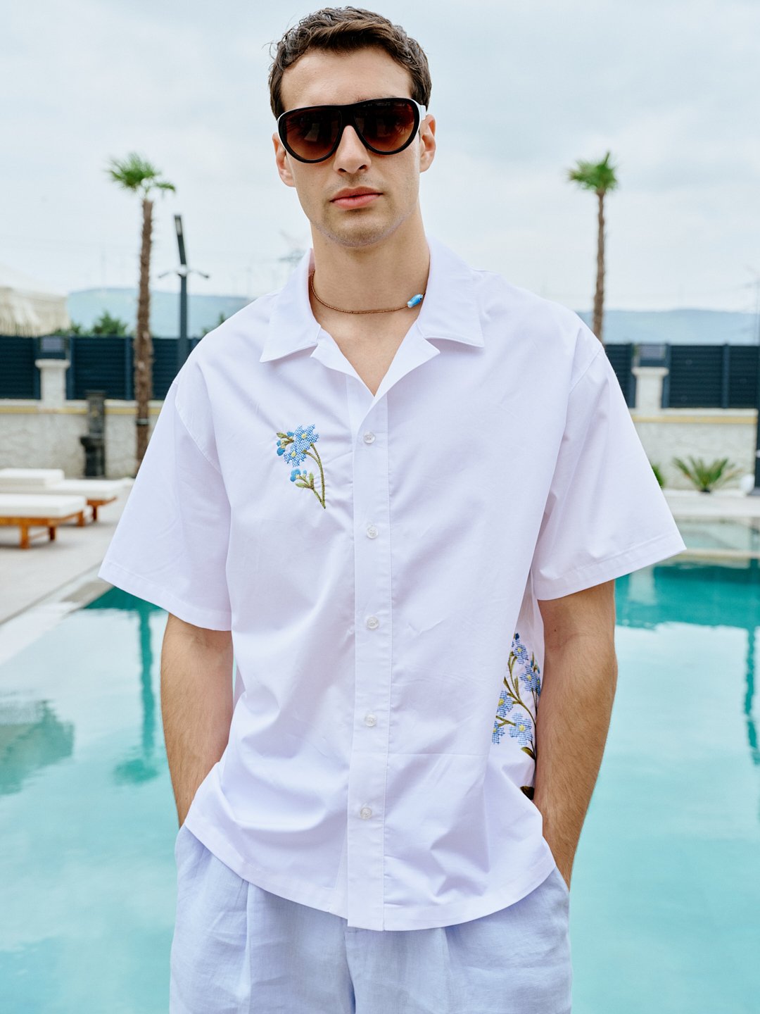 Floral Heir Cross-Stitch Embroidered Shirt
