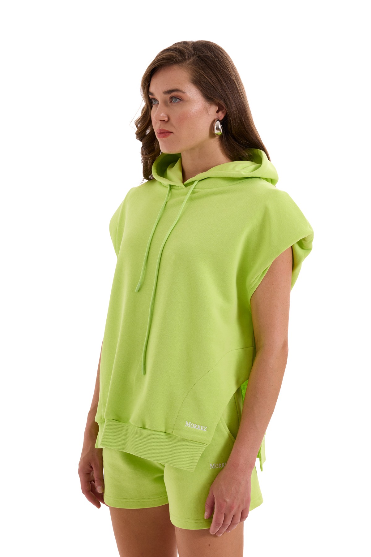 Green Padded Short Sleeve Sweatshirt