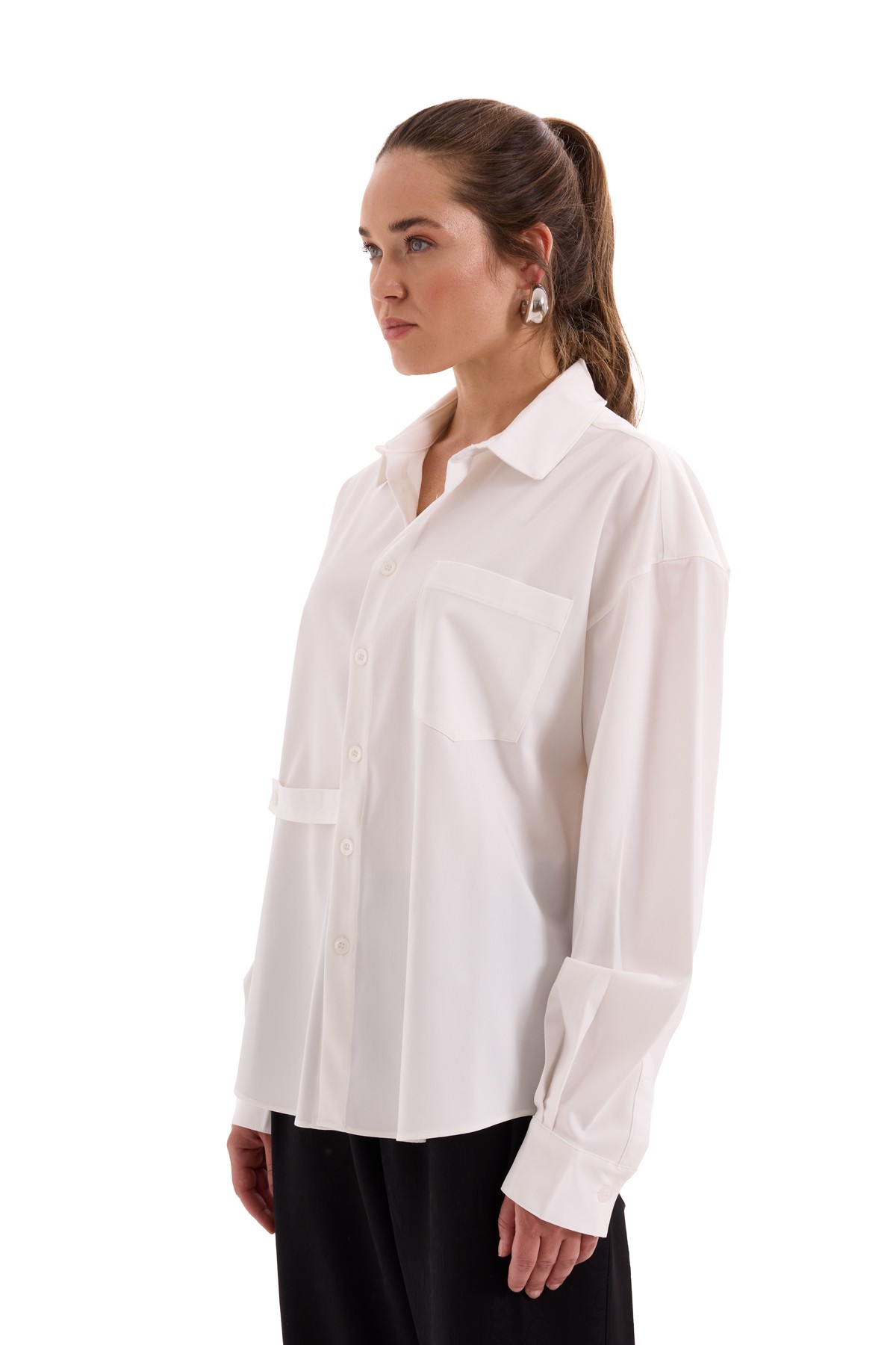 Epaulette Closure Oversize Shirt