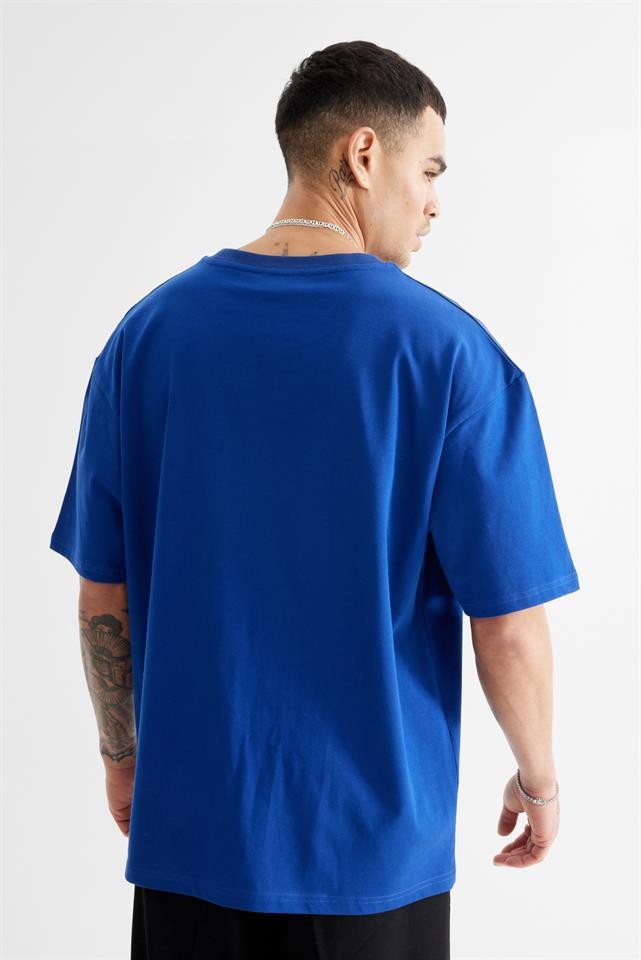 Mavi Nakışlı T-Shirt