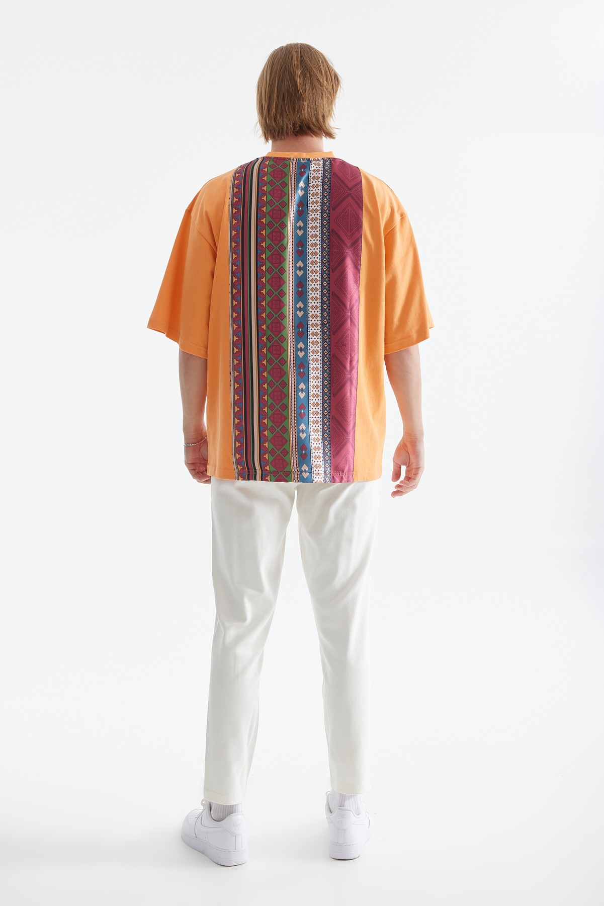 Orange T-Shirt with Ethnic Pattern on the Back