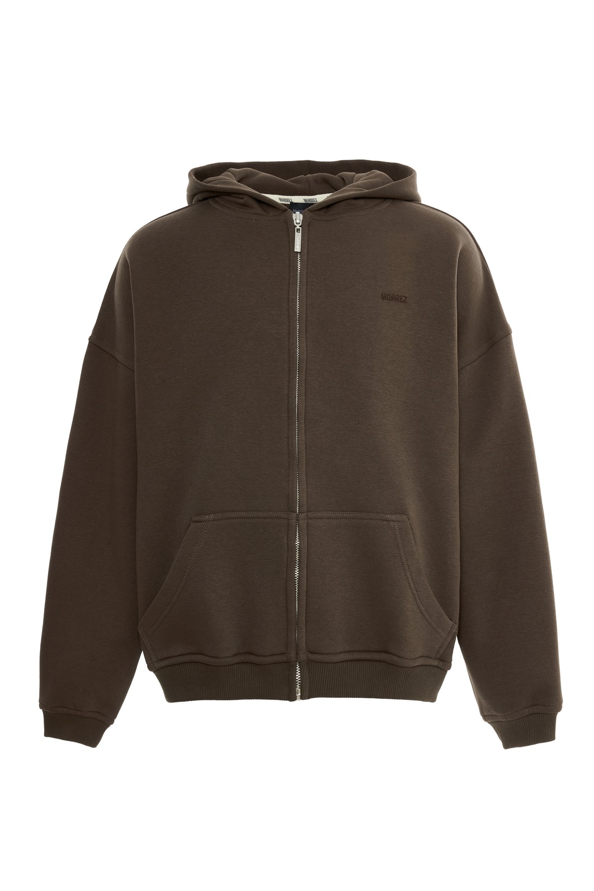 Brown Zipper Hooded Sweatshirt