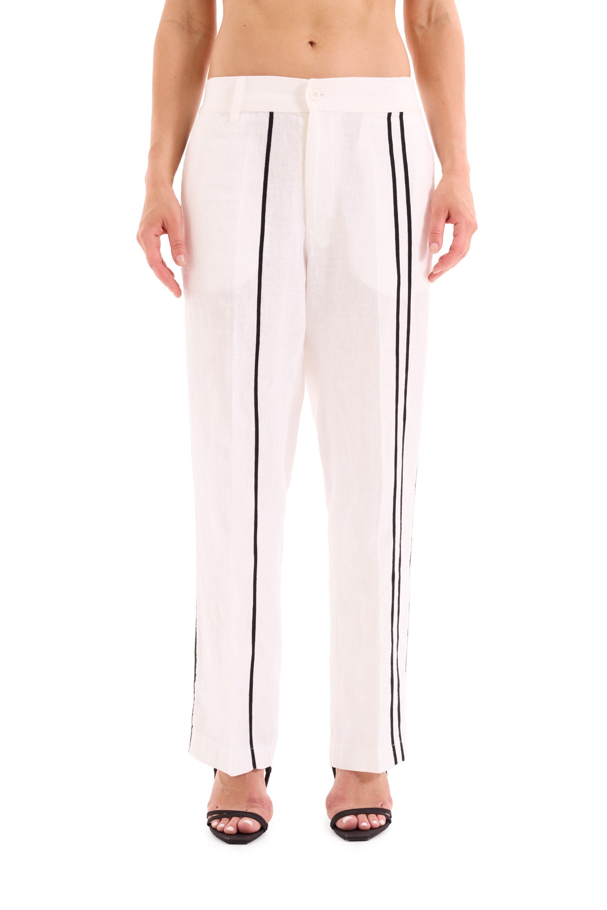 Coastal 100% Linen Stripe Detailed Trousers