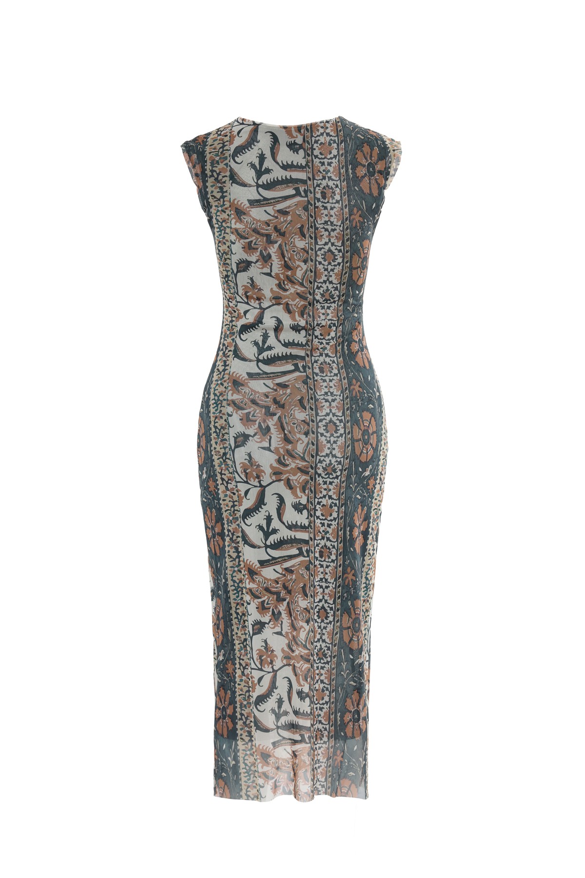 Patterned Ruffle Detailed Midi Dress