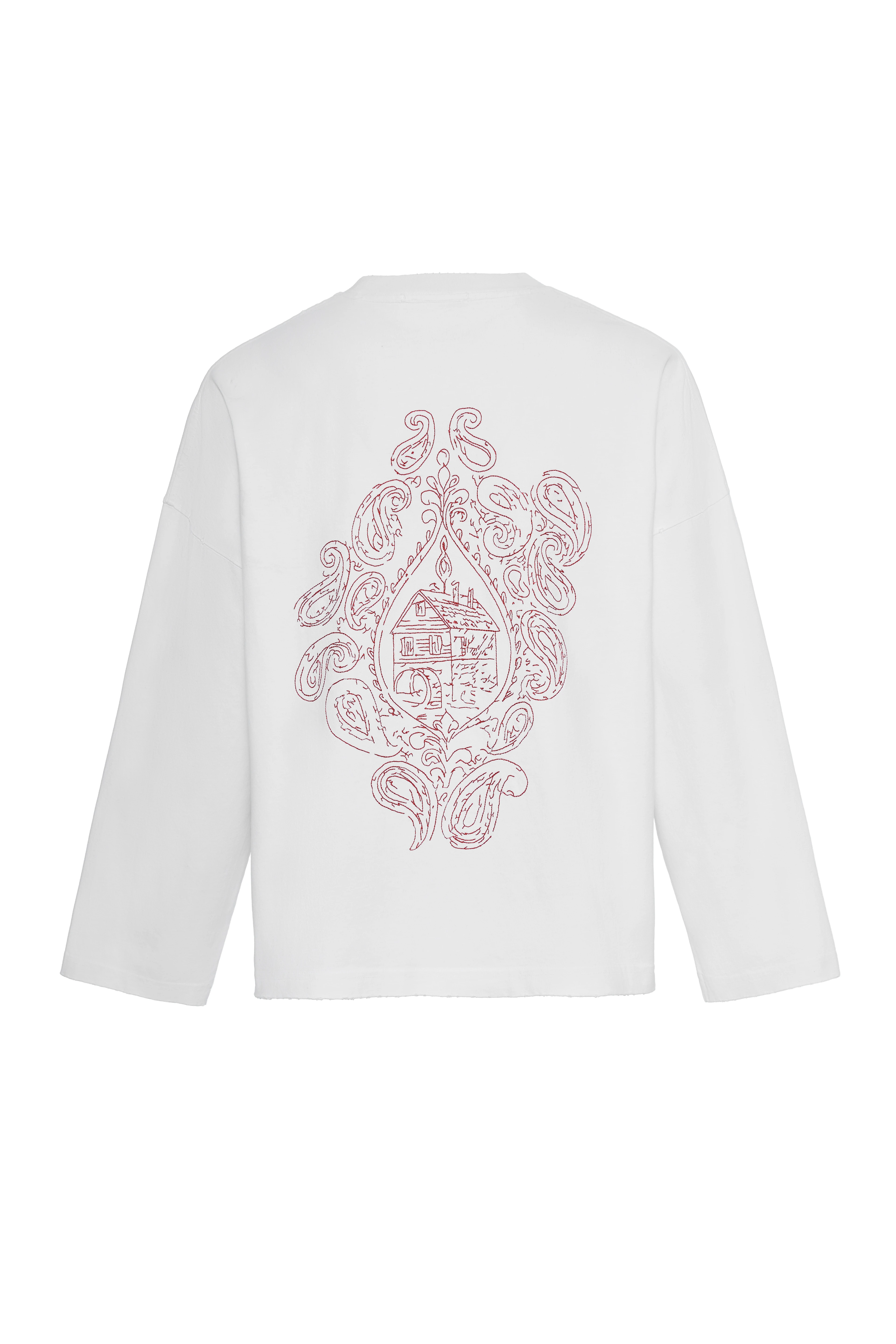 Carried Soul Nakış Detaylı Uzun Kollu T-Shirt Beyaz