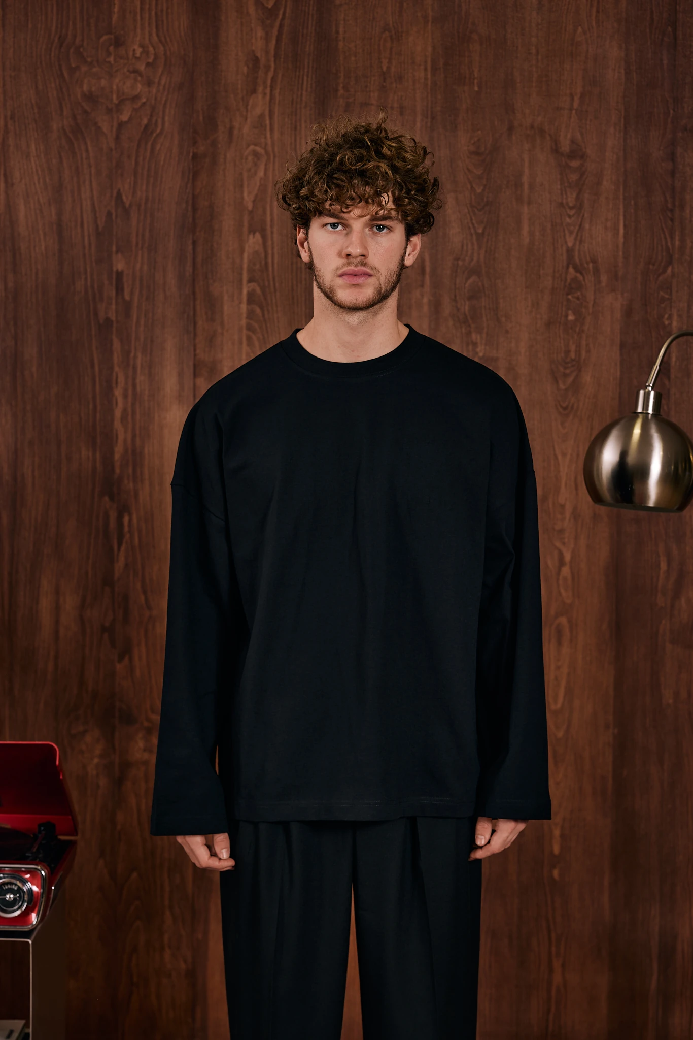 Loose Longsleeve Basic T-Shirt Siyah