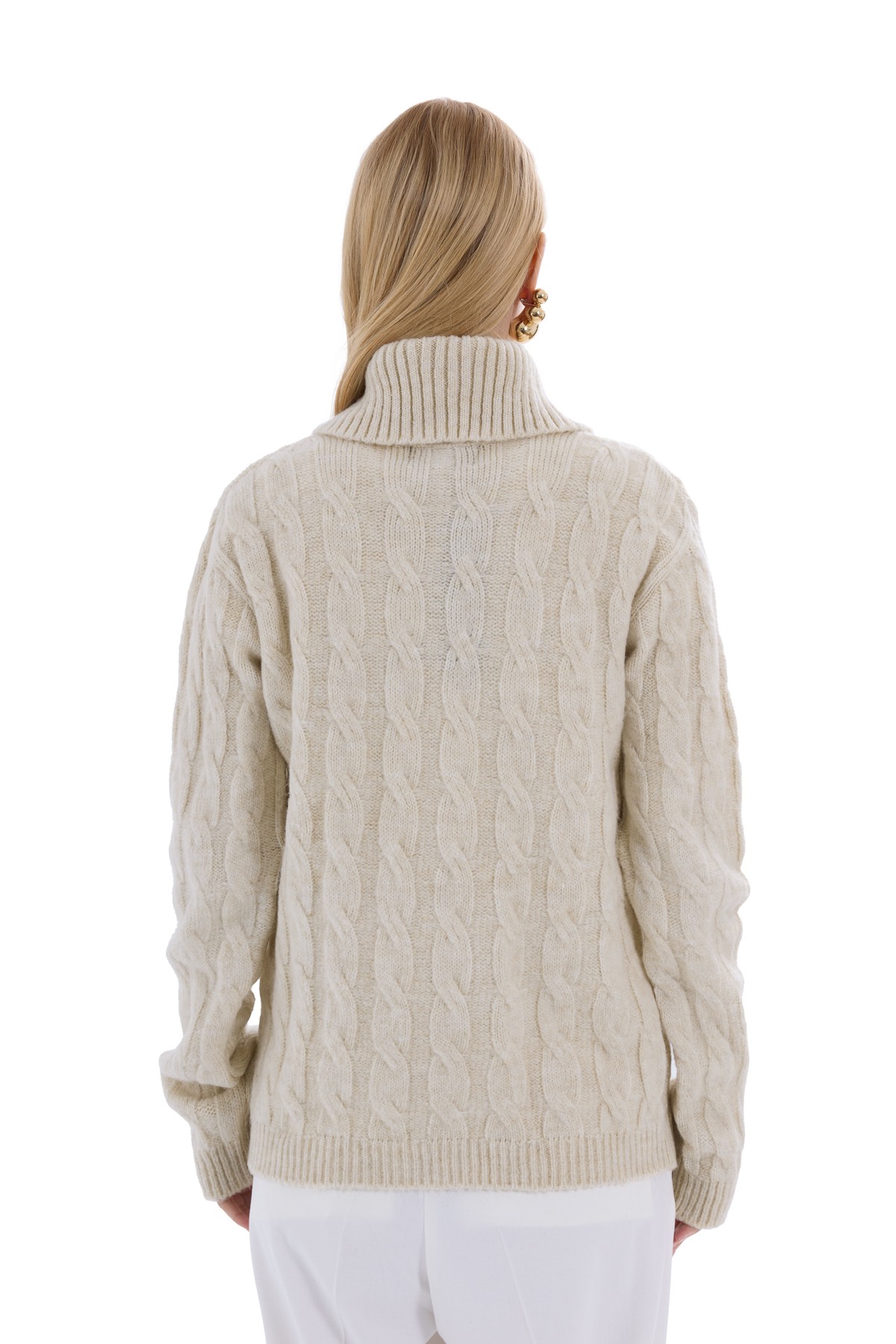 Cream Knit Textured Knitwear