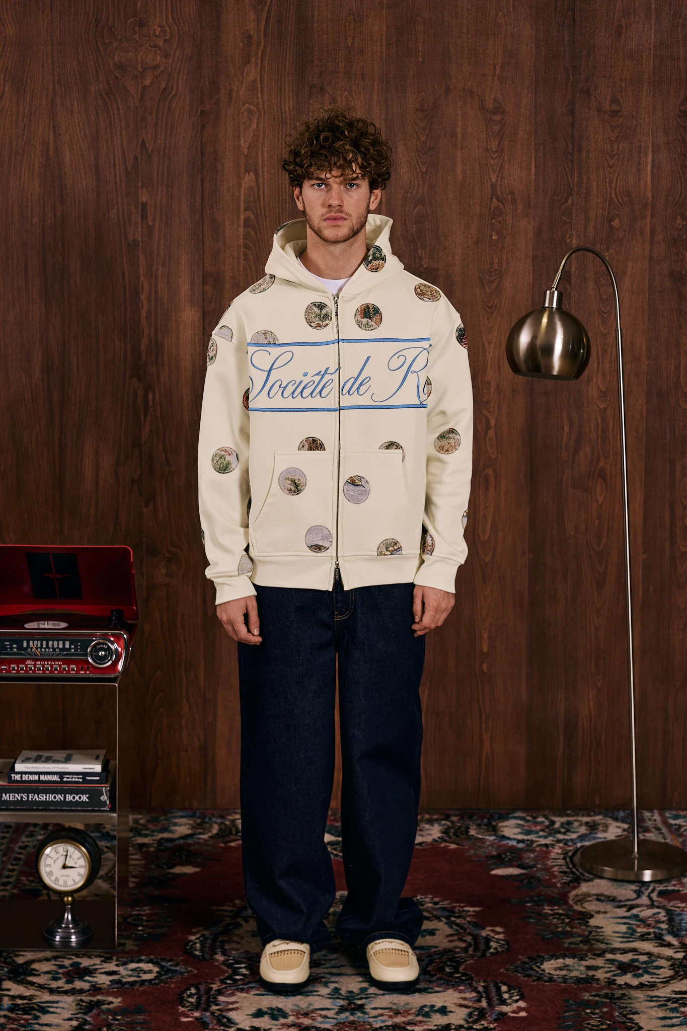 Polka Dotline Aplike Detaylı Fermuarlı Sweatshirt Krem