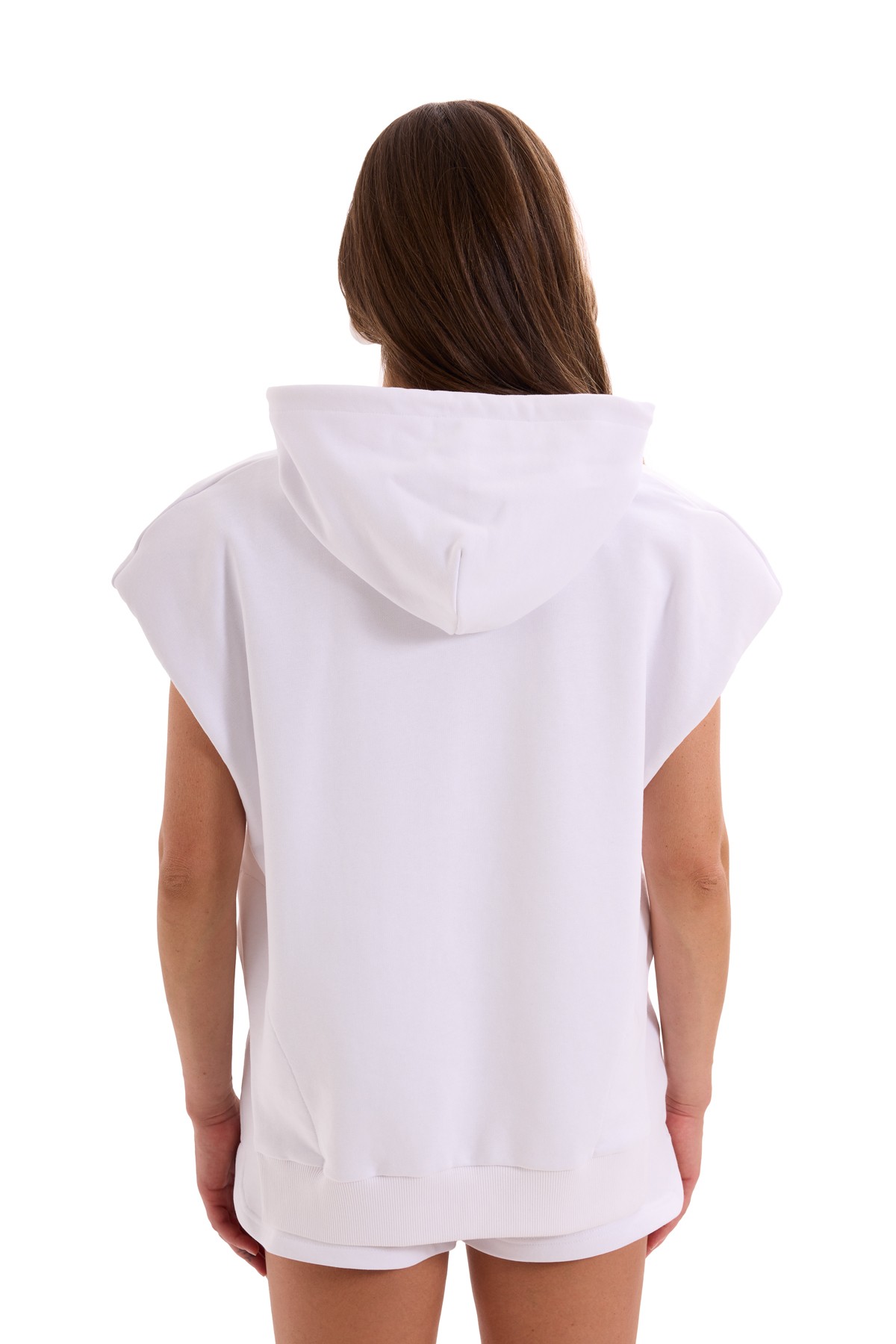 White Padding Short Sleeve Sweatshirt