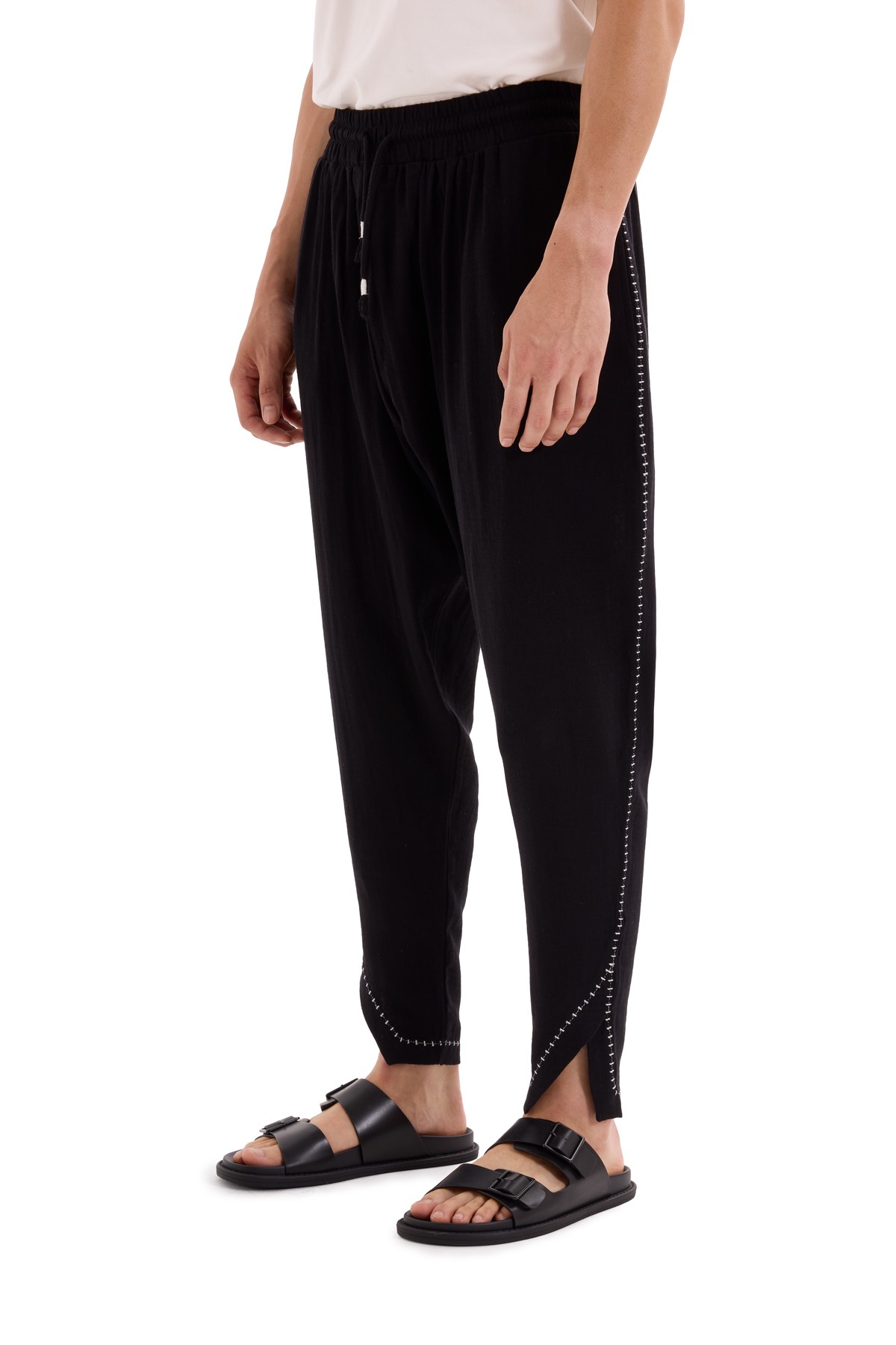 Black Crochet Detailed Trousers