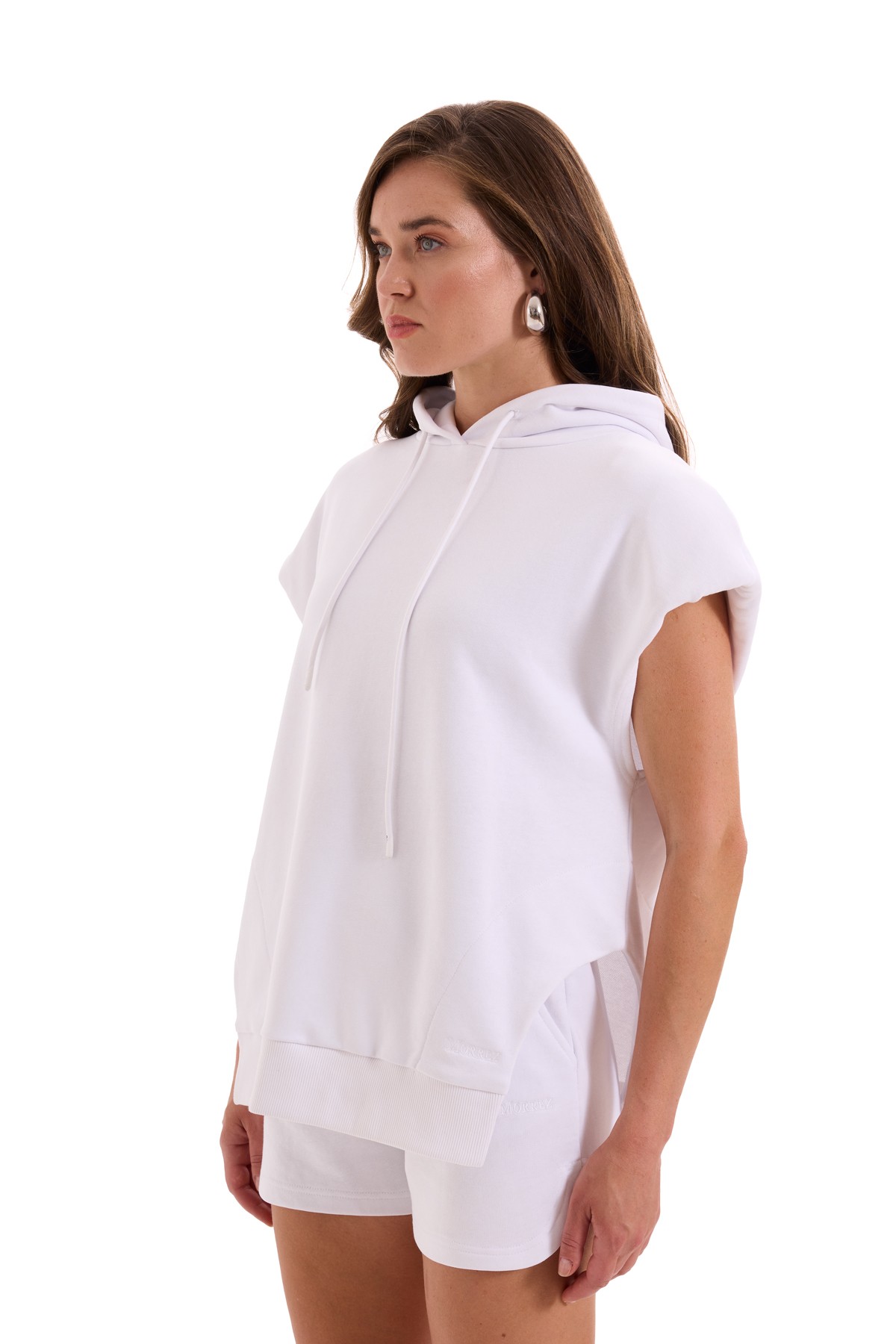 White Padding Short Sleeve Sweatshirt